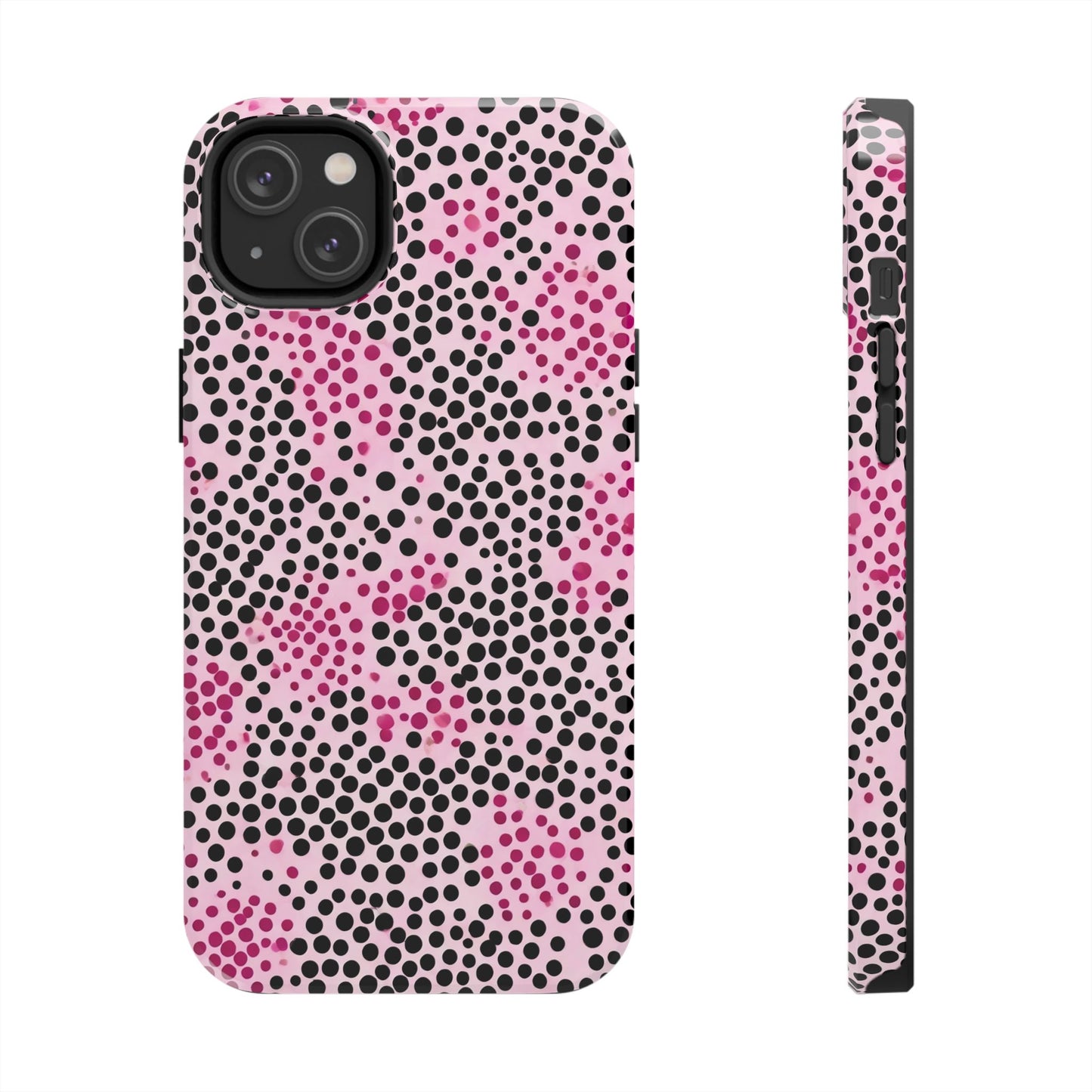 Pink and Black Dot Design Tough Phone Case