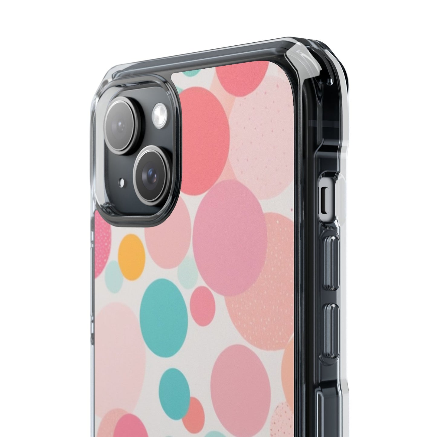 Colorful Polka Dot Magnetic Clear Impact Case for iPhone 16 15 14