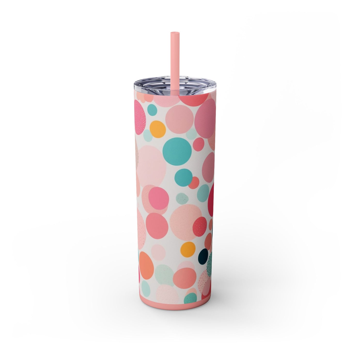 Colorful Polka Dot 20oz Skinny Tumbler with Straw - Fun & Stylish Drinkware