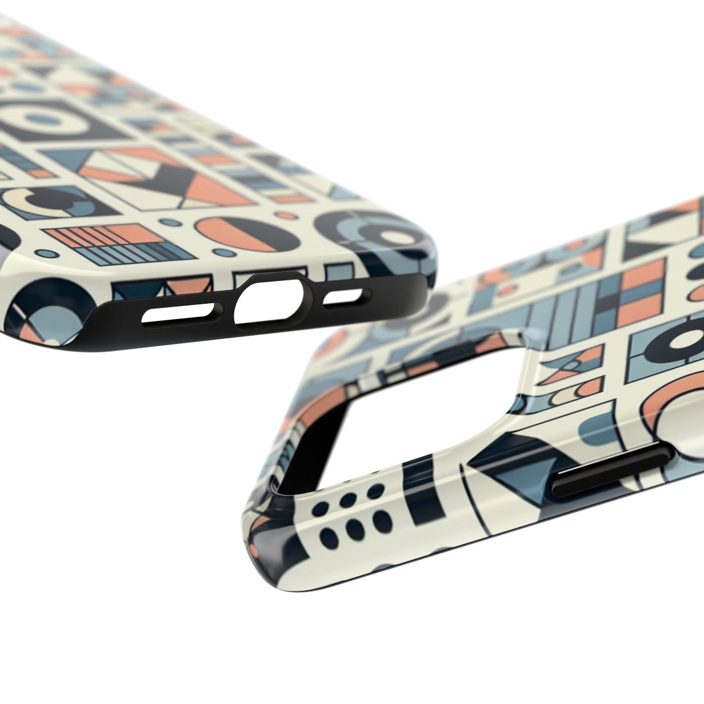 Geometric Print Tough Phone Case for iPhone 16 15 14 13 12 11 X 8 7 Samsung Galaxy S24 S23 S22 S21