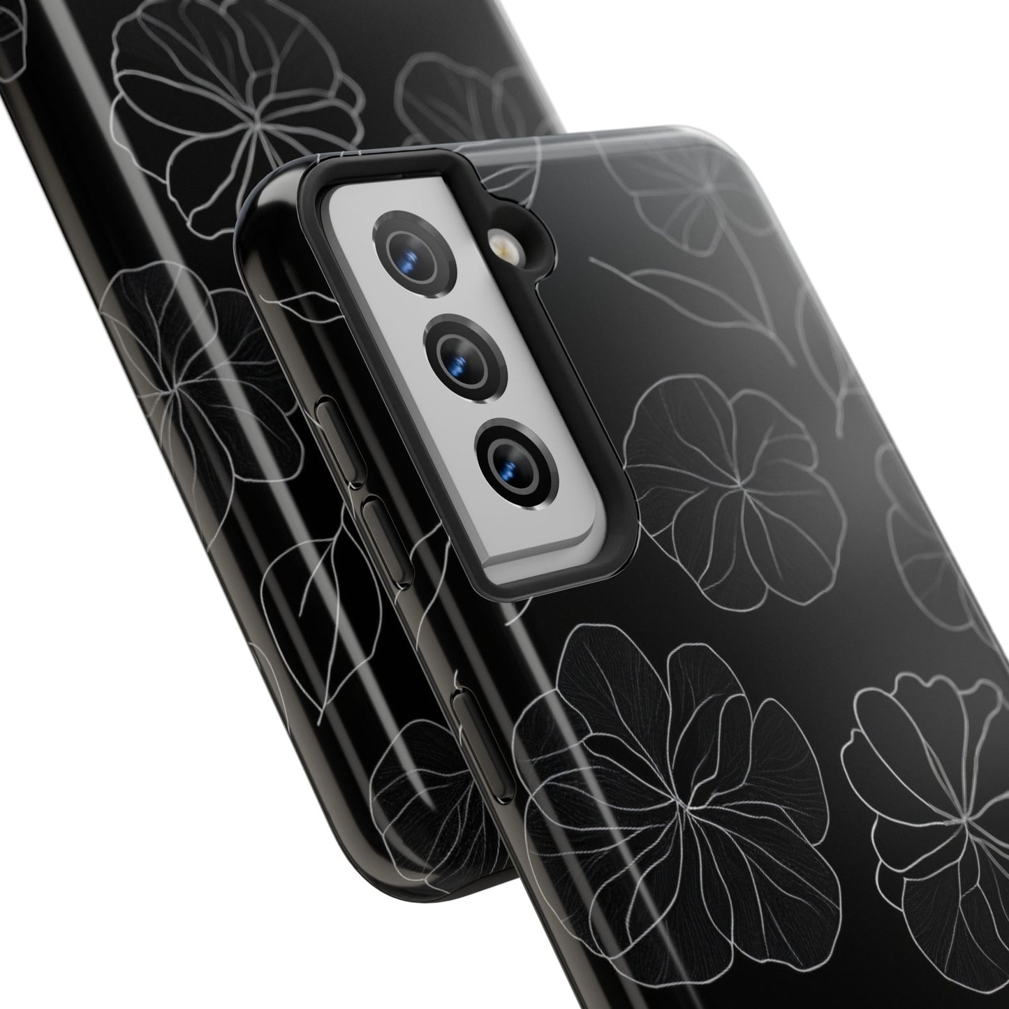 Black Floral Tough Phone Case