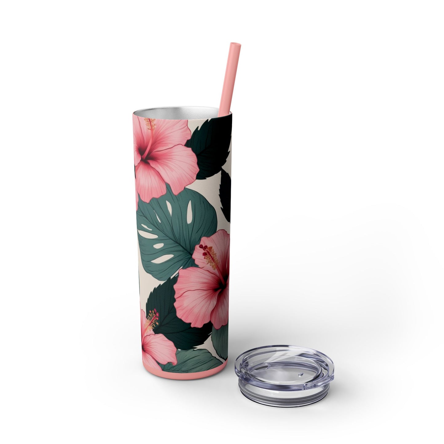 Tropical Hibiscus Skinny Tumbler with Straw 20oz
