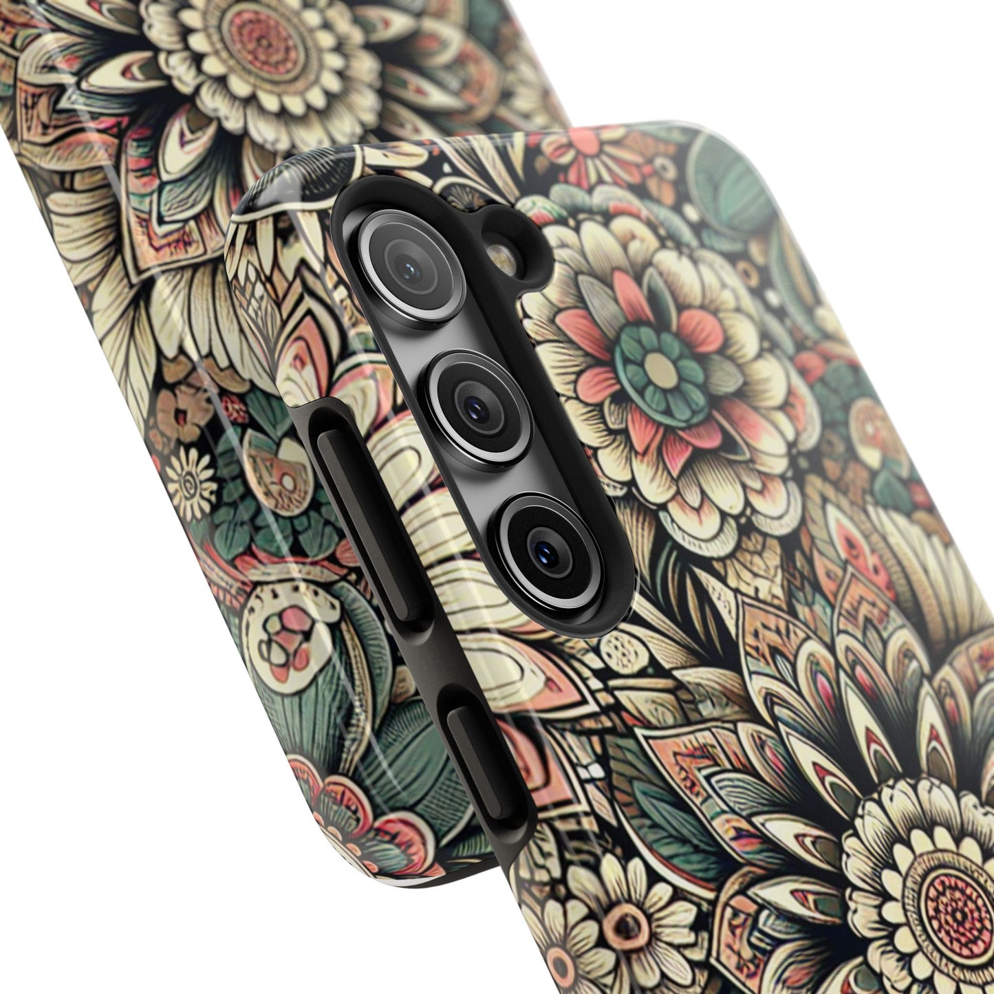 Boho Floral Tough Case for iPhone 16 15 14 13 12 11 X 8 7 Samsung Galaxy S24 S23 S22 S21