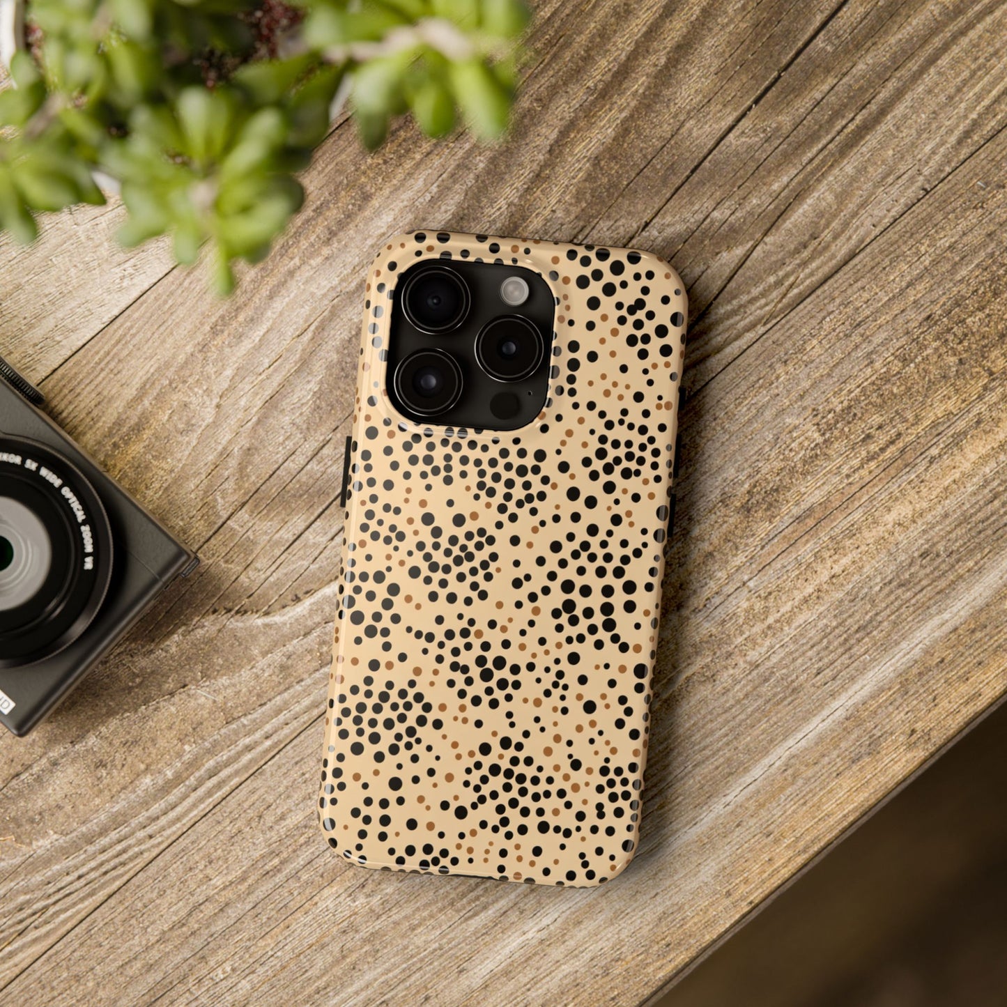 Tan and Black Dot Tough Phone Case