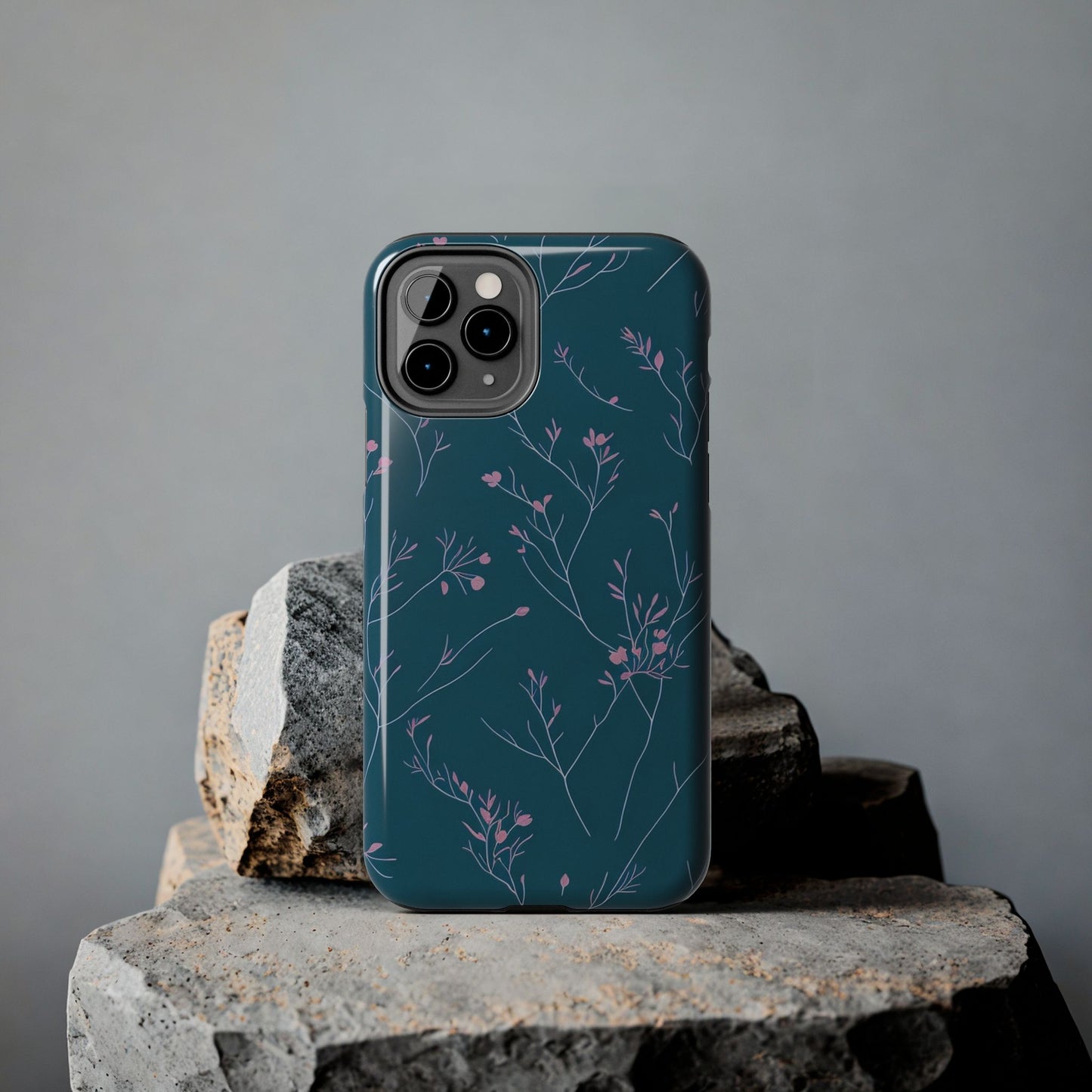 Teal Floral Tough Phone Case