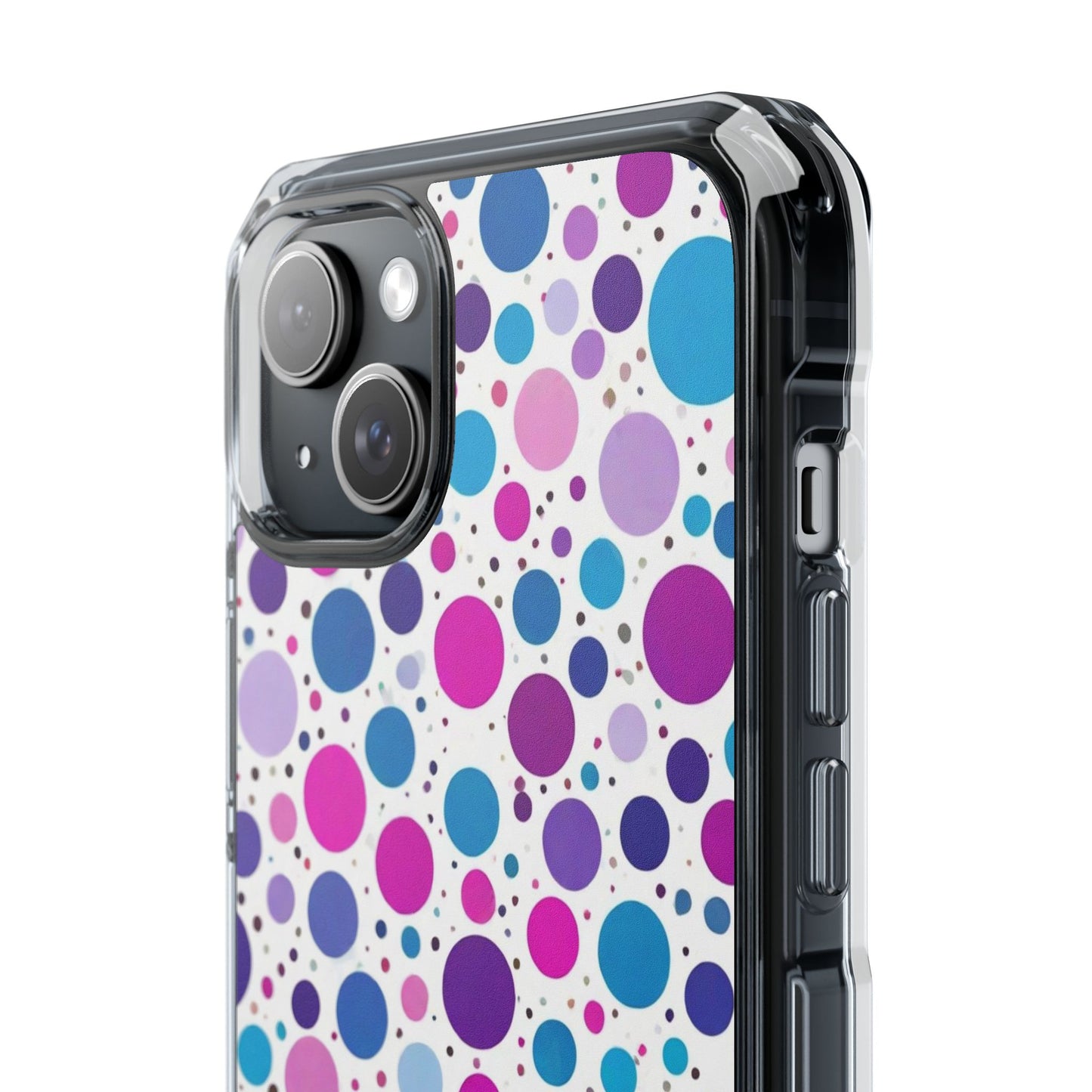 Polka Dot Design Magnetic Clear Impact Case for iPhone 16 15 14
