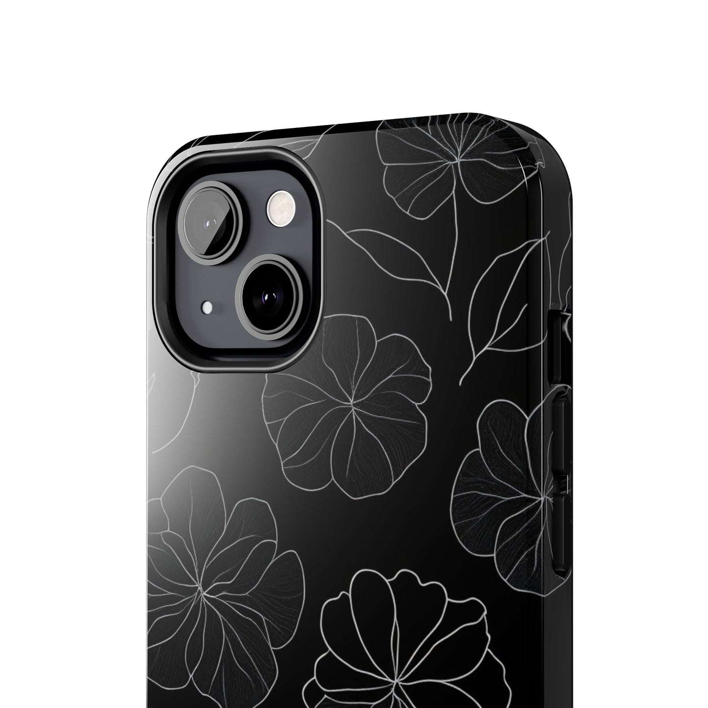 Black Floral Tough Phone Case