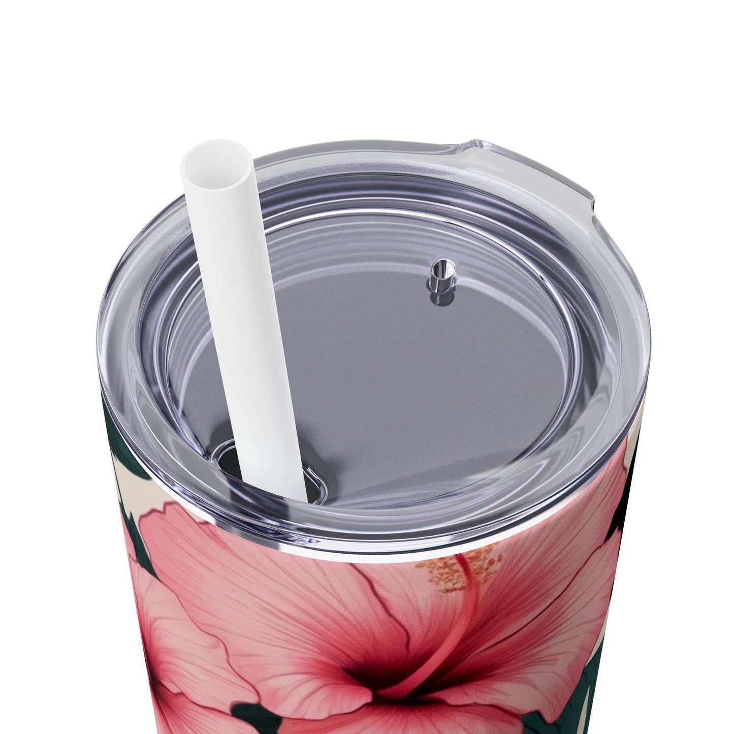 Tropical Hibiscus Skinny Tumbler with Straw 20oz