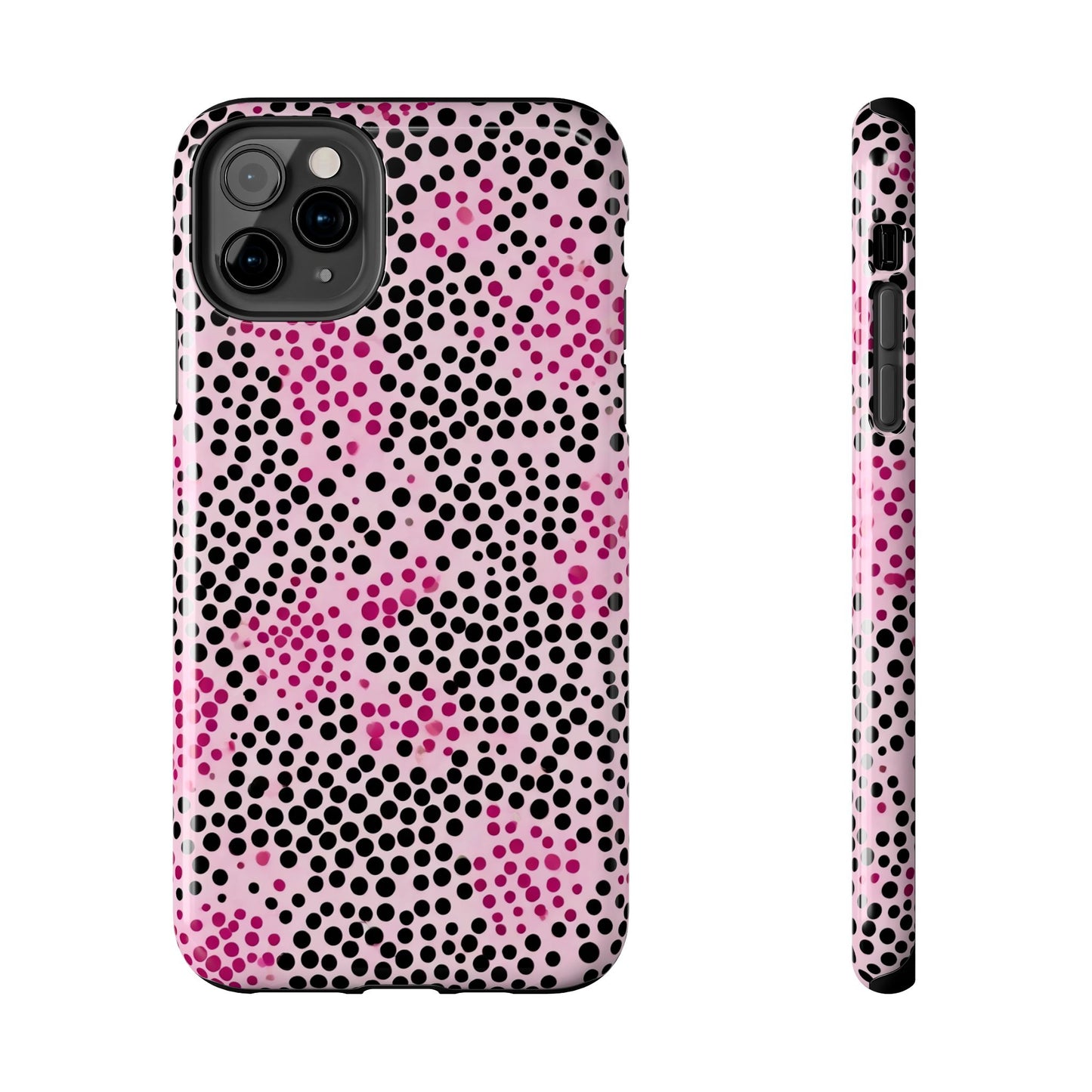 Pink and Black Dot Design Tough Phone Case