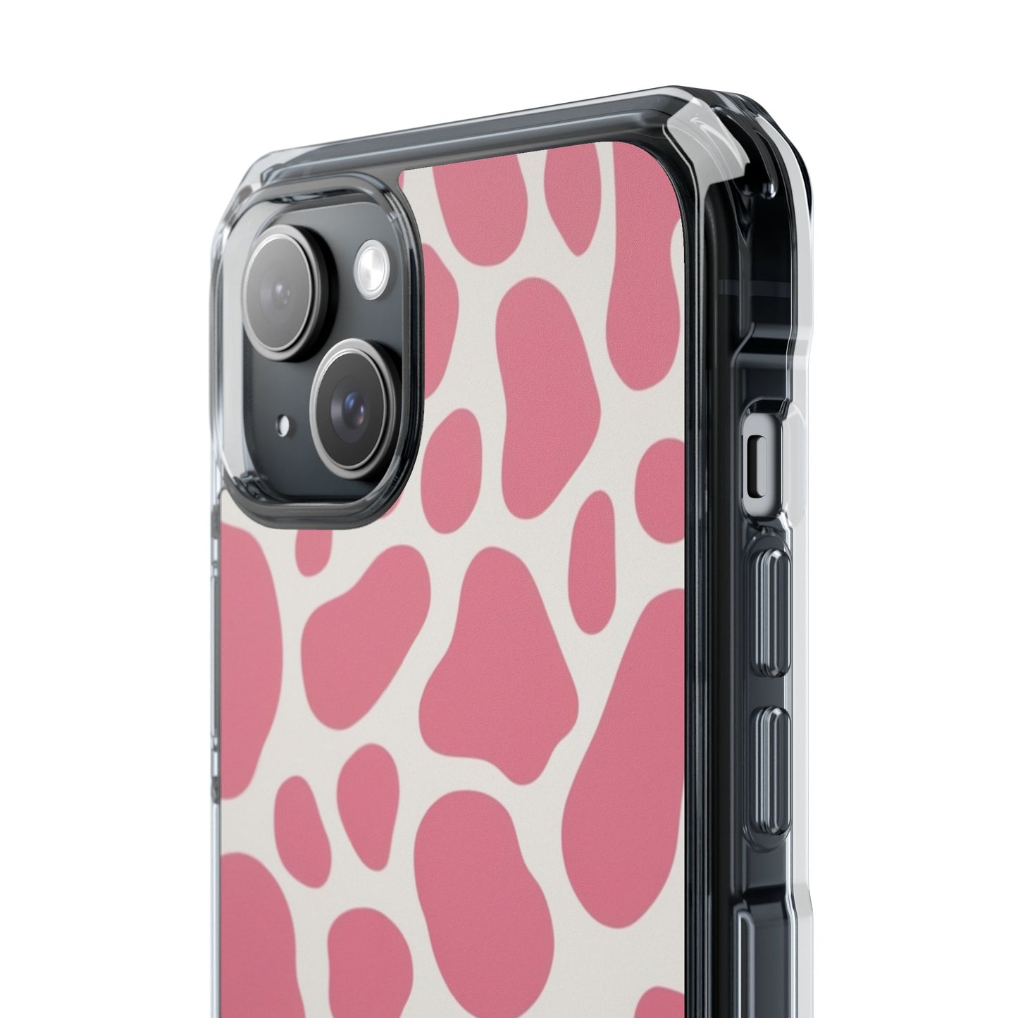 Pink Giraffe Print Magnetic Clear Impact Case for iPhone 16 15 14