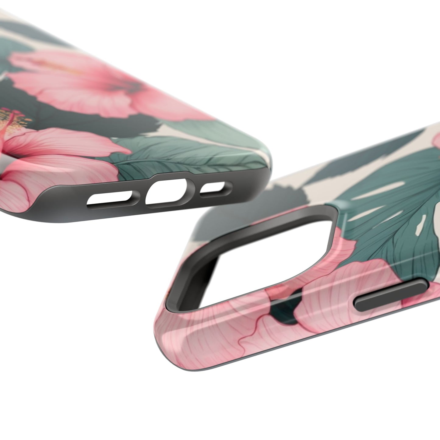 Tropical Hibiscus Magnetic Tough Phone Case for iPhone 13 14 15 16 Models