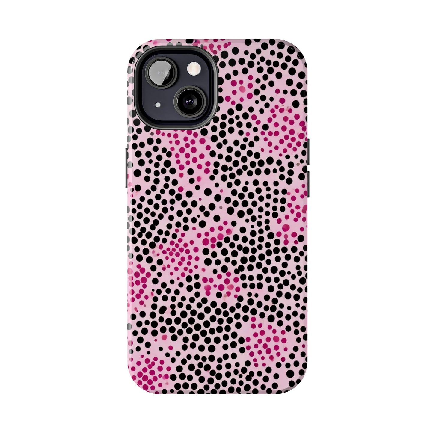 Pink and Black Dot Design Tough Phone Case