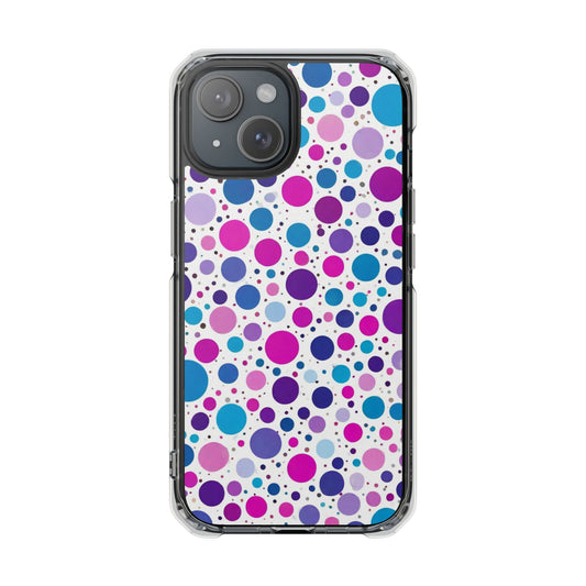 Polka Dot Design Magnetic Clear Impact Case for iPhone 16 15 14
