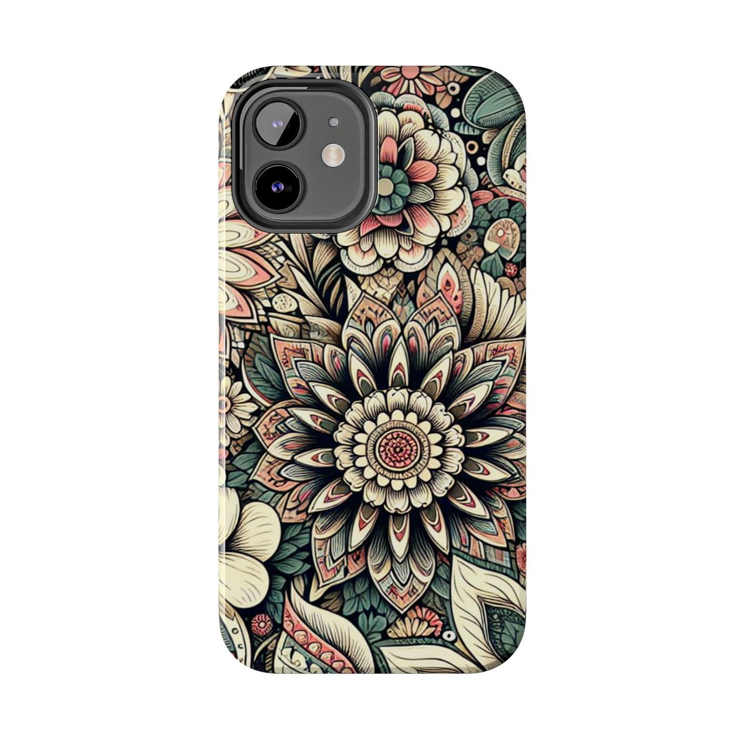 Boho Floral Tough Case for iPhone 16 15 14 13 12 11 X 8 7 Samsung Galaxy S24 S23 S22 S21