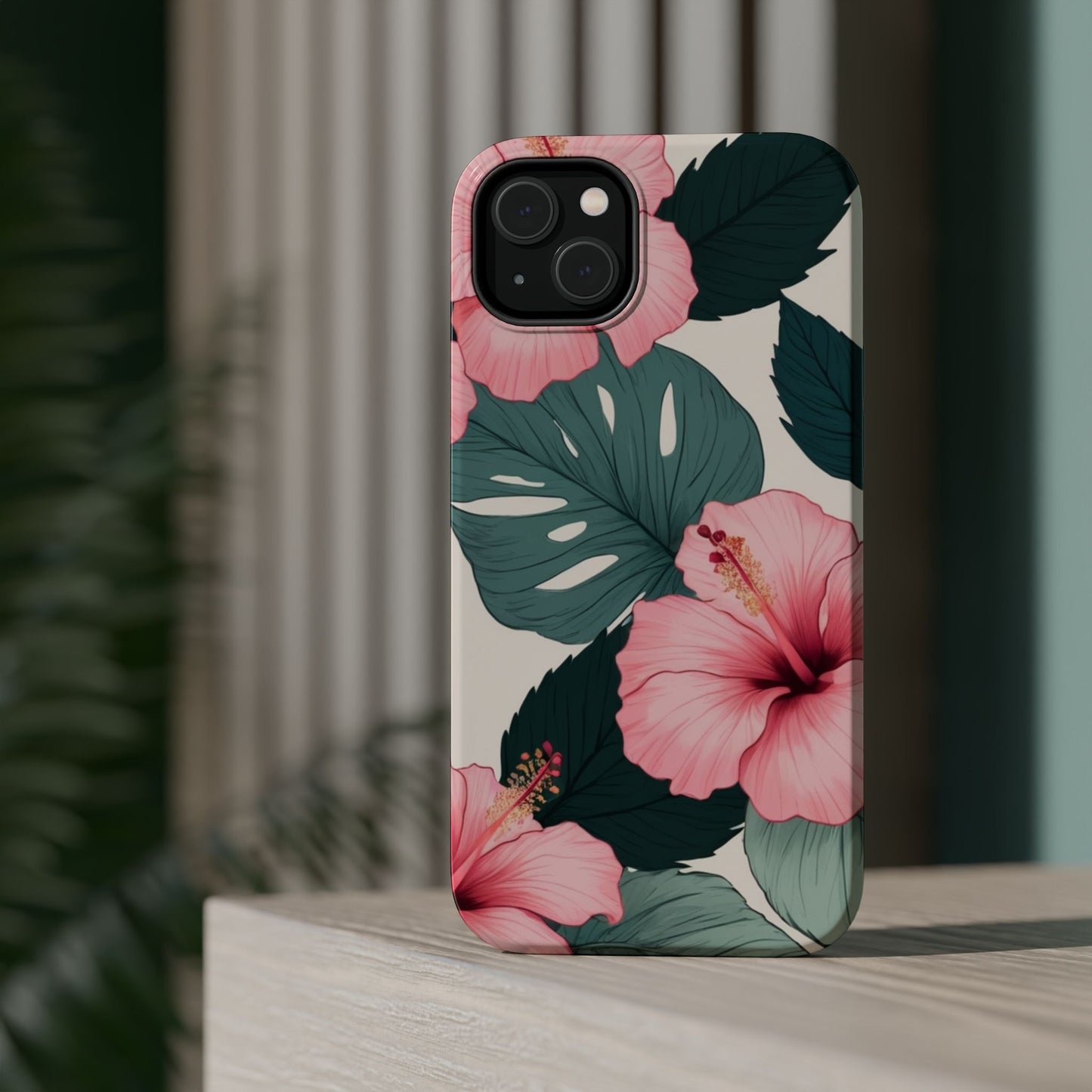 Tropical Hibiscus Magnetic Tough Phone Case for iPhone 13 14 15 16 Models