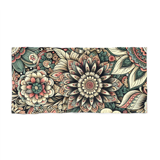 Boho Floral Beach Towel