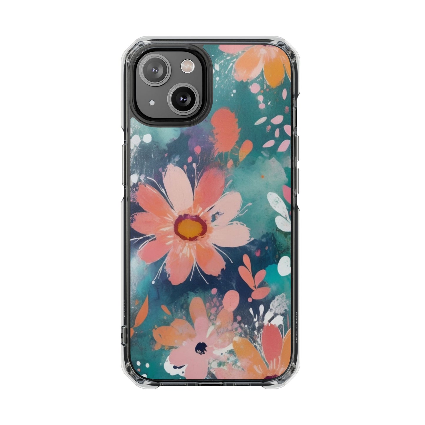 Pastel Floral Magnetic Clear Impact Case for iPhone 16 15 14