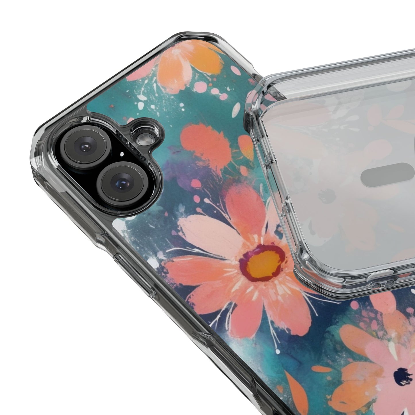 Pastel Floral Magnetic Clear Impact Case for iPhone 16 15 14