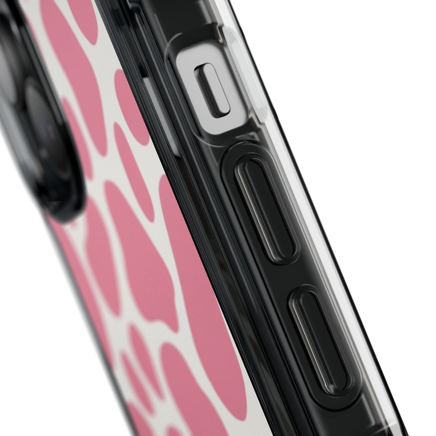 Pink Giraffe Print Magnetic Clear Impact Case for iPhone 16 15 14