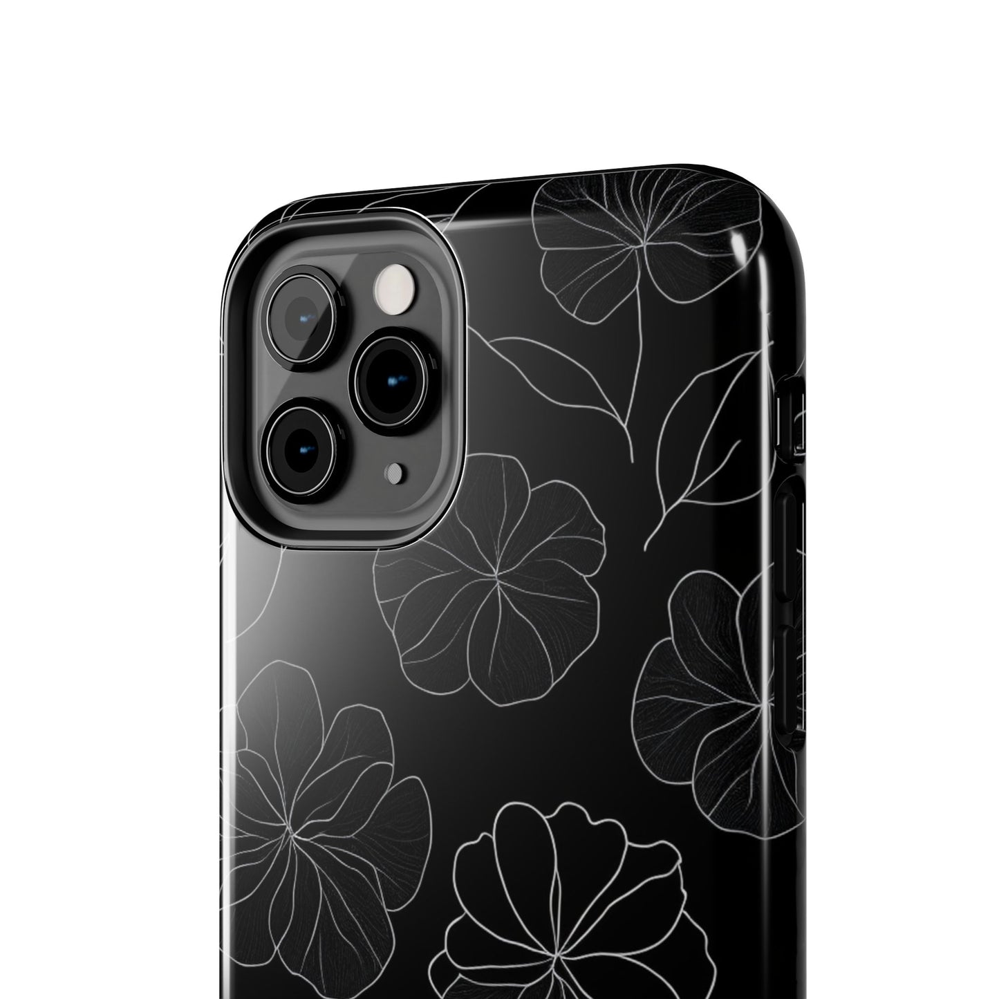 Black Floral Tough Phone Case