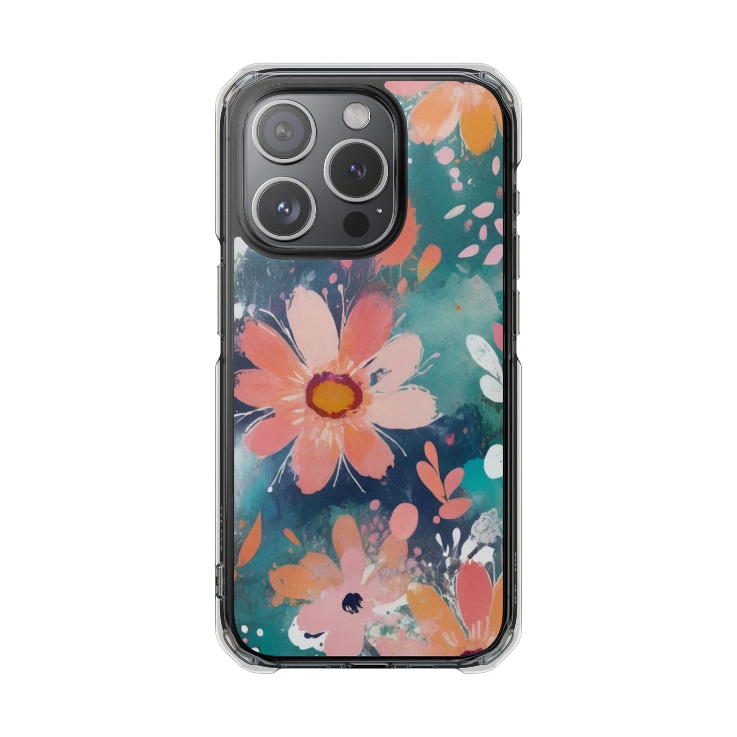 Pastel Floral Magnetic Clear Impact Case for iPhone 16 15 14