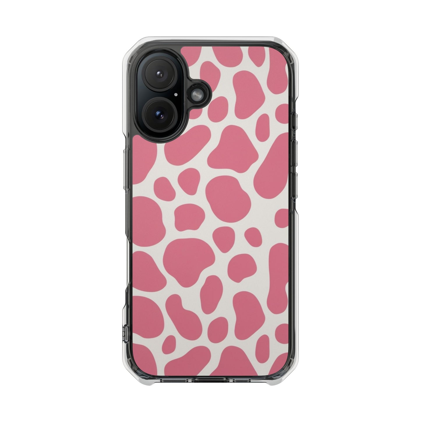 Pink Giraffe Print Magnetic Clear Impact Case for iPhone 16 15 14