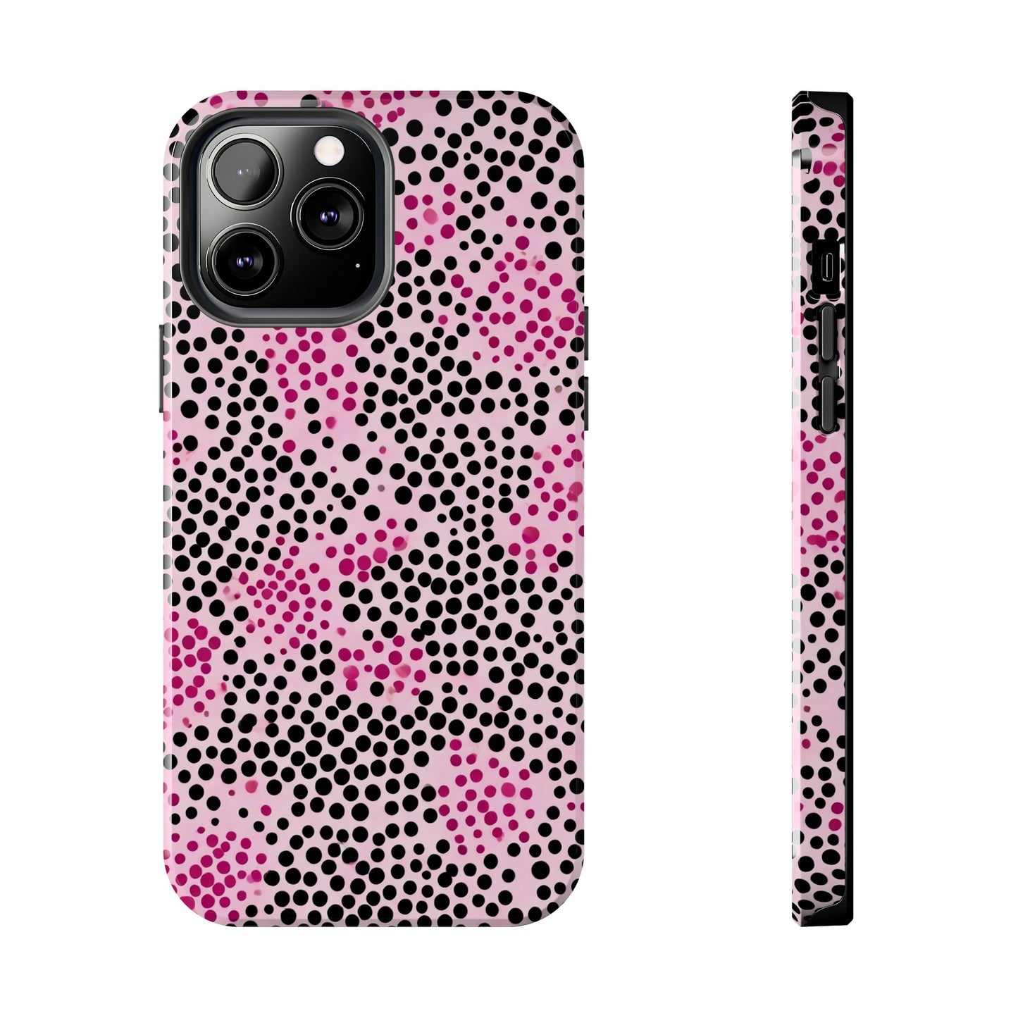 Pink and Black Dot Design Tough Phone Case
