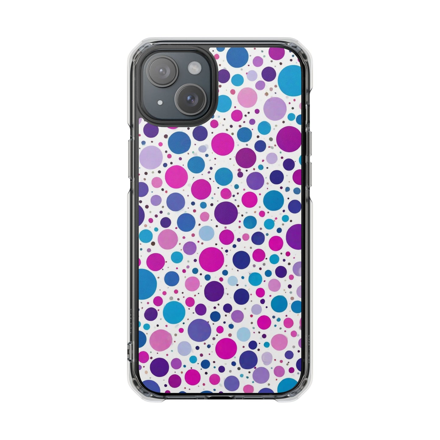 Polka Dot Design Magnetic Clear Impact Case for iPhone 16 15 14