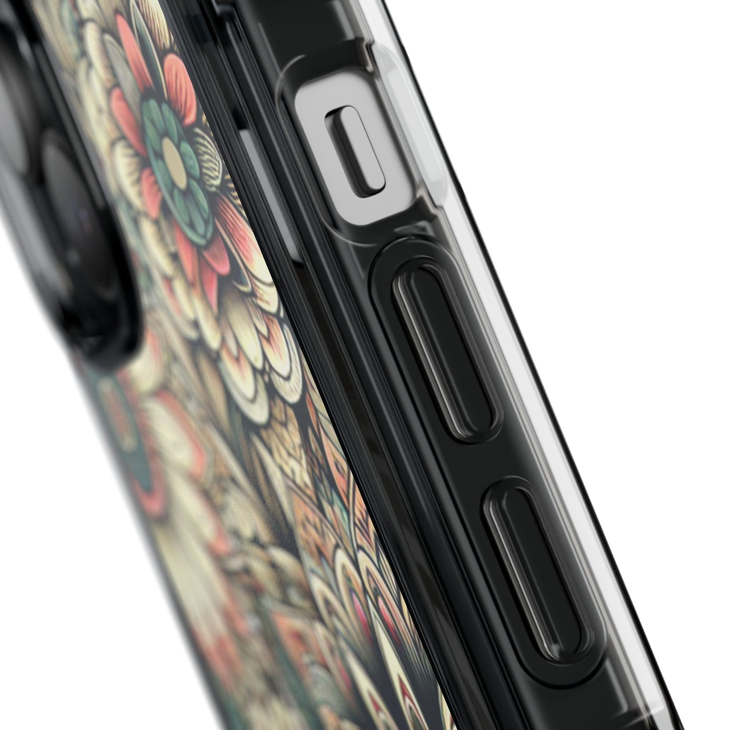 Boho Floral Magnetic Clear Impact Case for iPhone 16 15 14