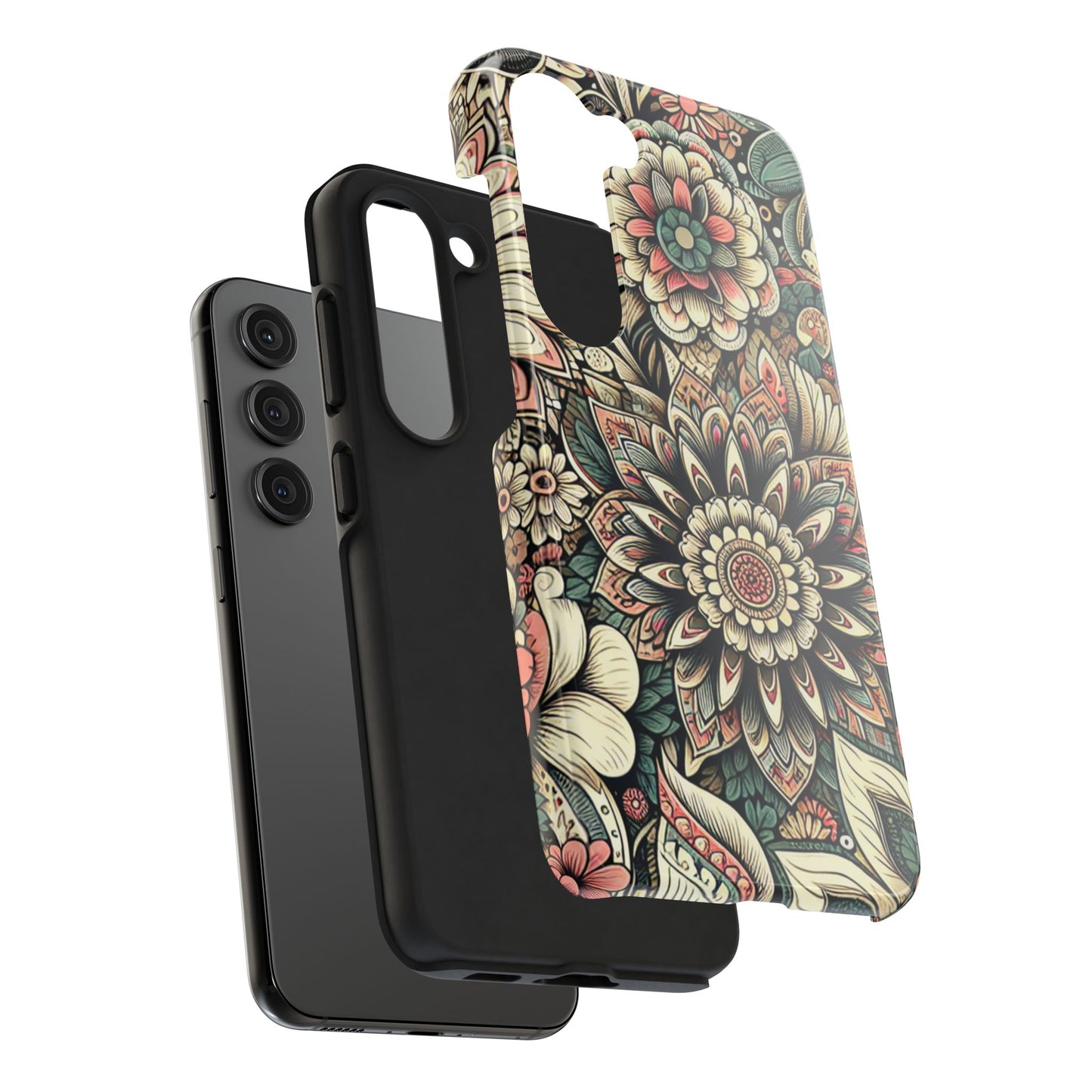 Boho Floral Tough Case for iPhone 16 15 14 13 12 11 X 8 7 Samsung Galaxy S24 S23 S22 S21