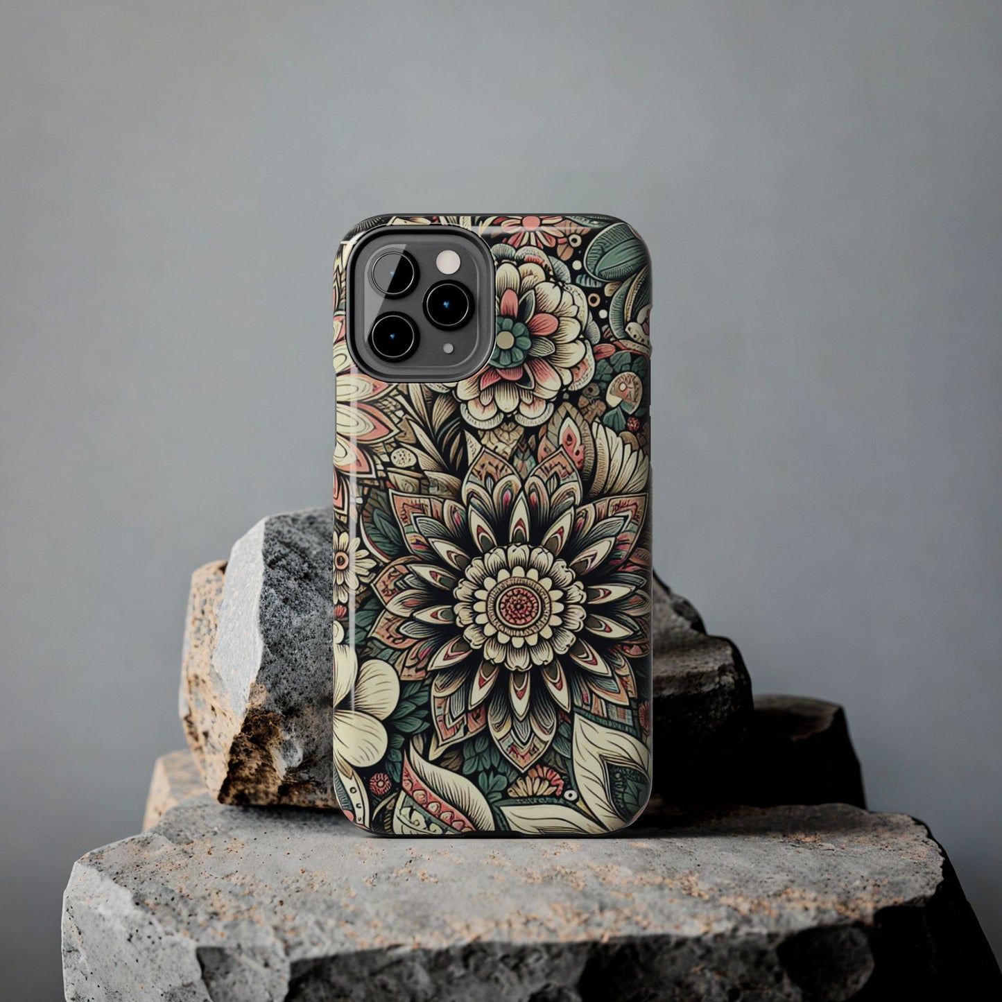 Boho Floral Tough Case for iPhone 16 15 14 13 12 11 X 8 7 Samsung Galaxy S24 S23 S22 S21