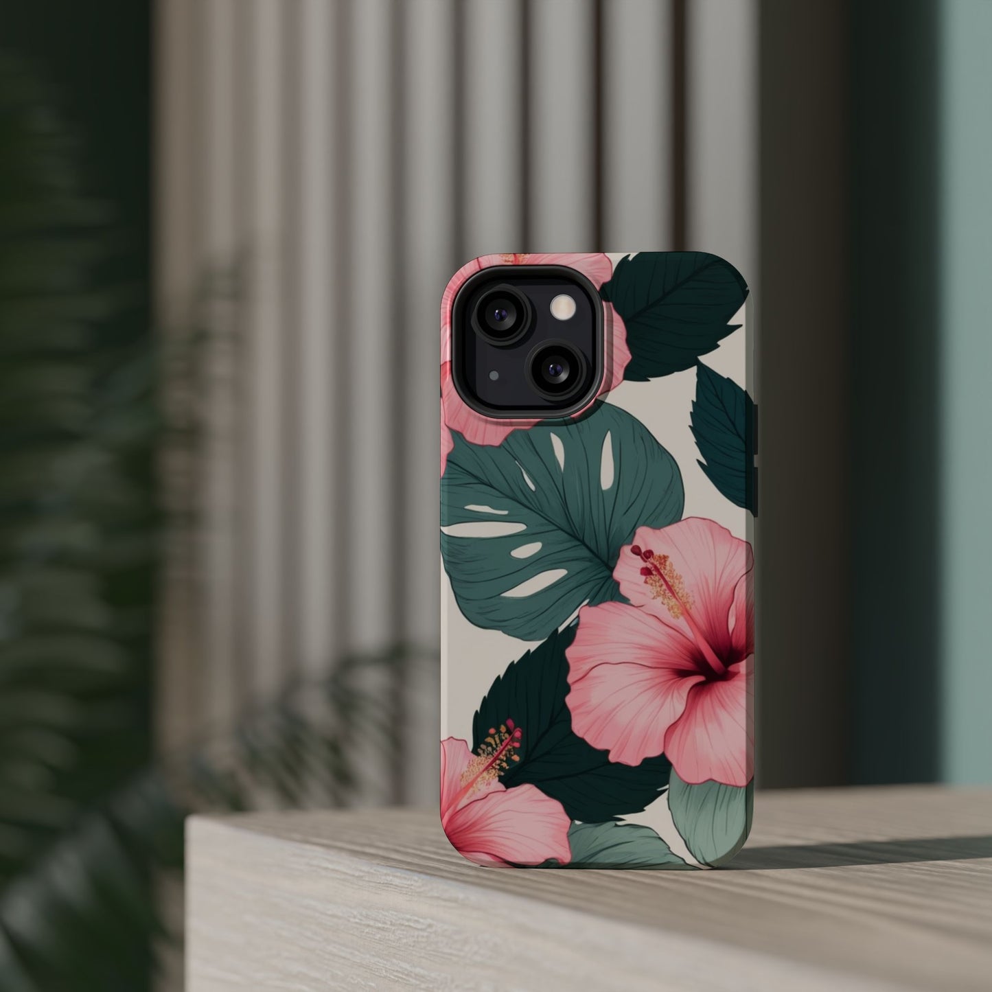Tropical Hibiscus Magnetic Tough Phone Case for iPhone 13 14 15 16 Models