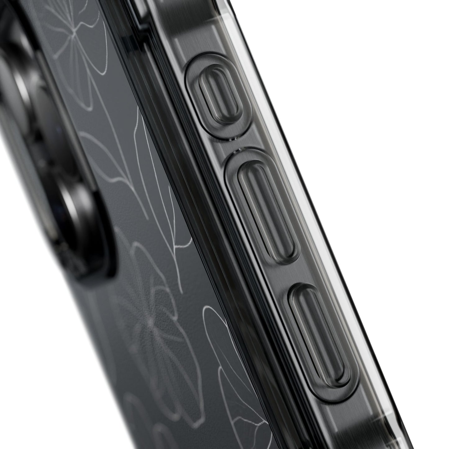 Black Floral Magnetic Clear Impact Case for iPhone 16 15 14