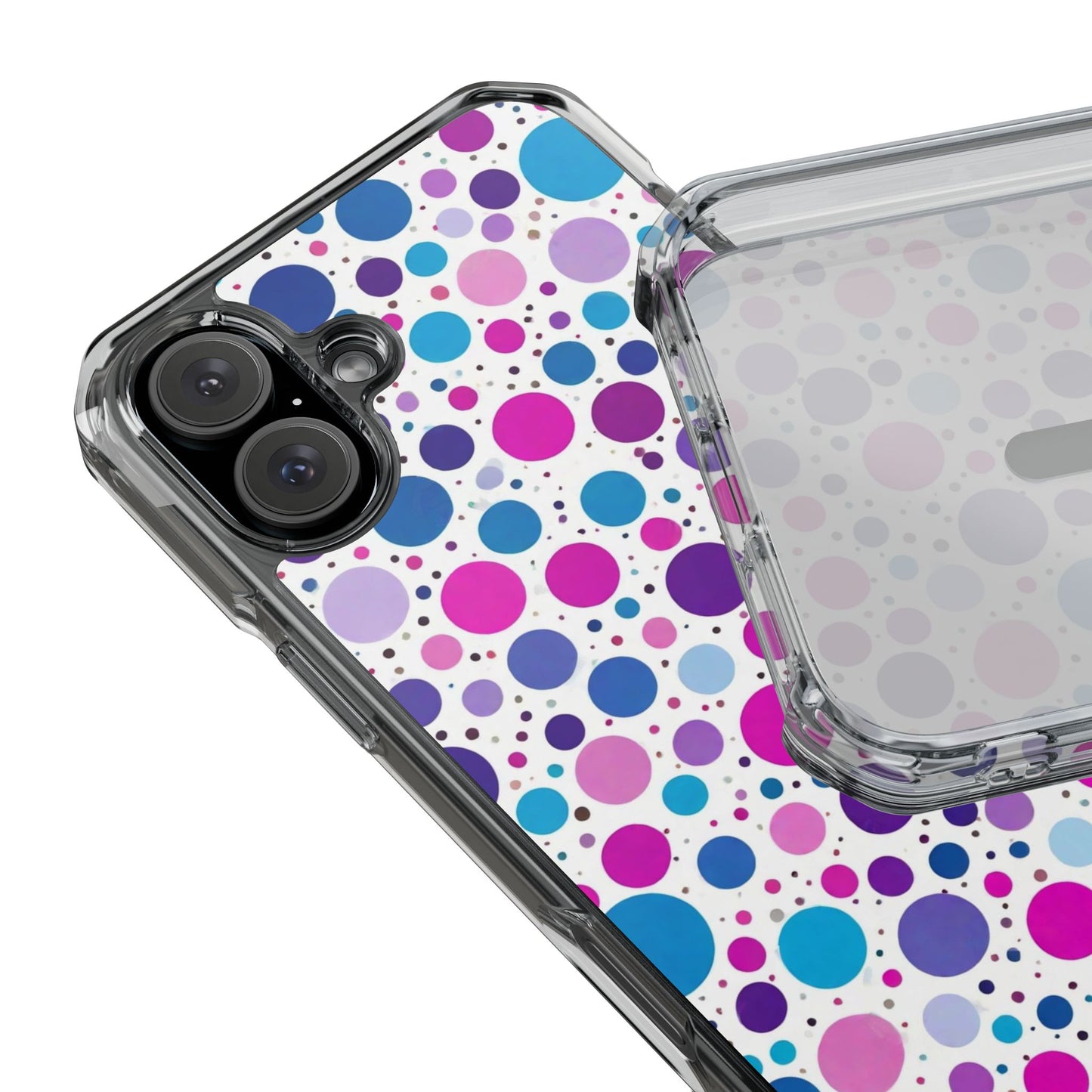 Polka Dot Design Magnetic Clear Impact Case for iPhone 16 15 14