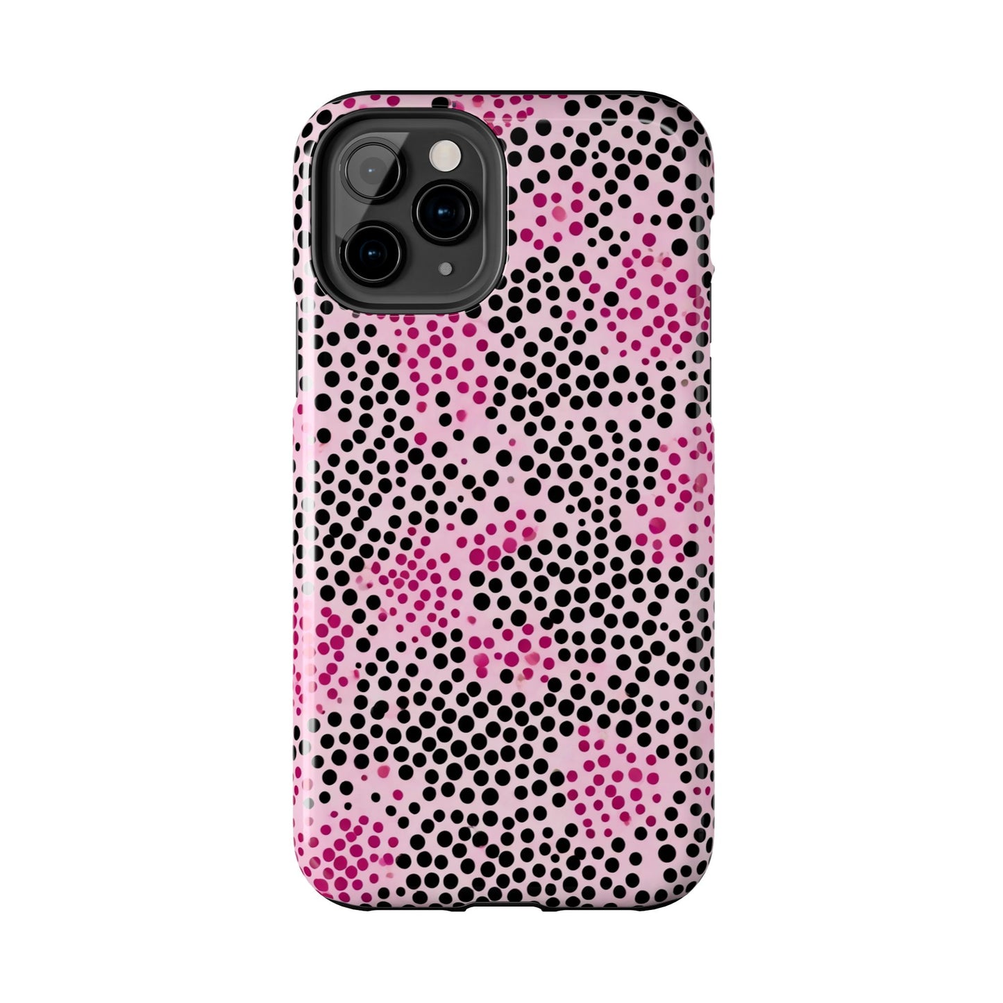 Pink and Black Dot Design Tough Phone Case