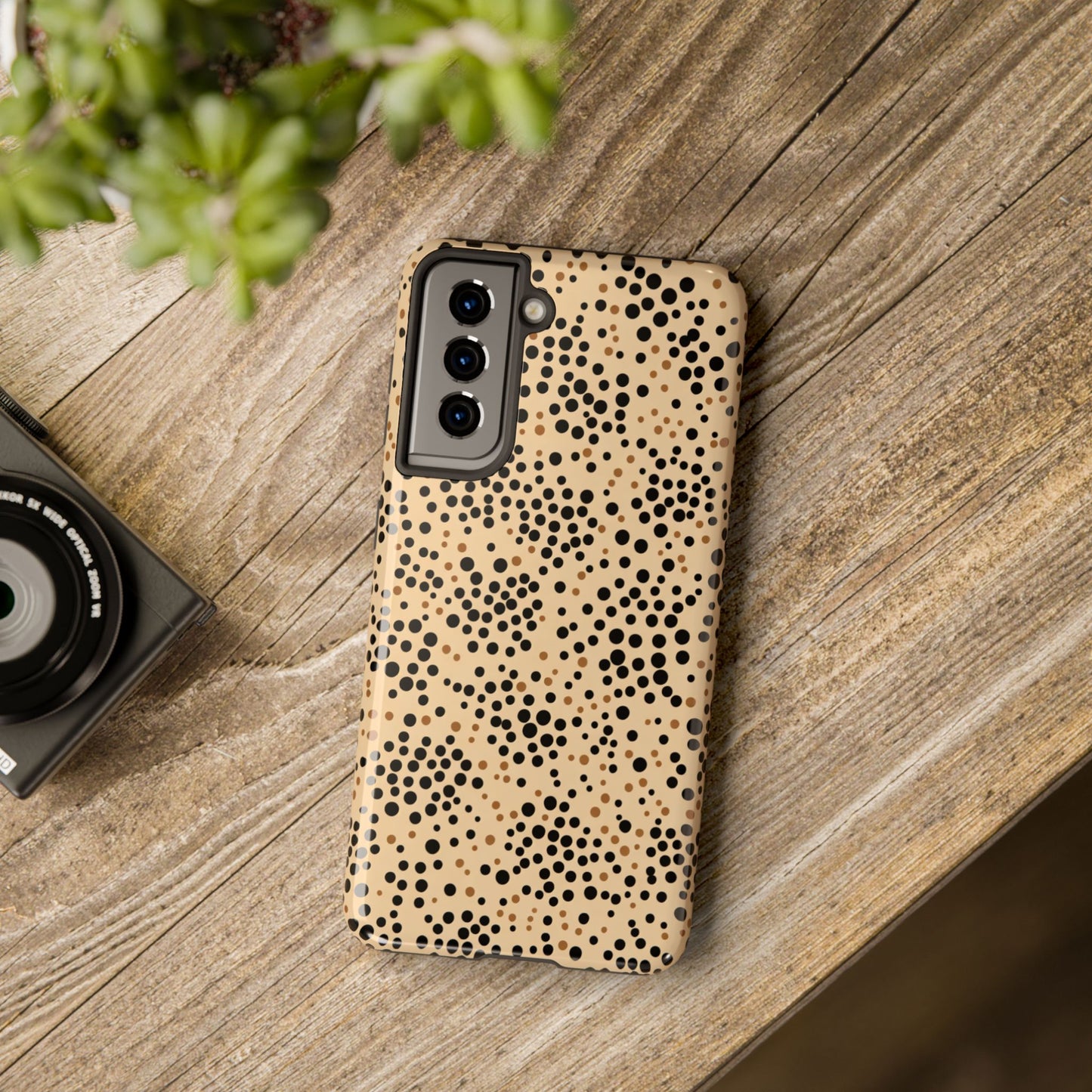 Tan and Black Dot Tough Phone Case