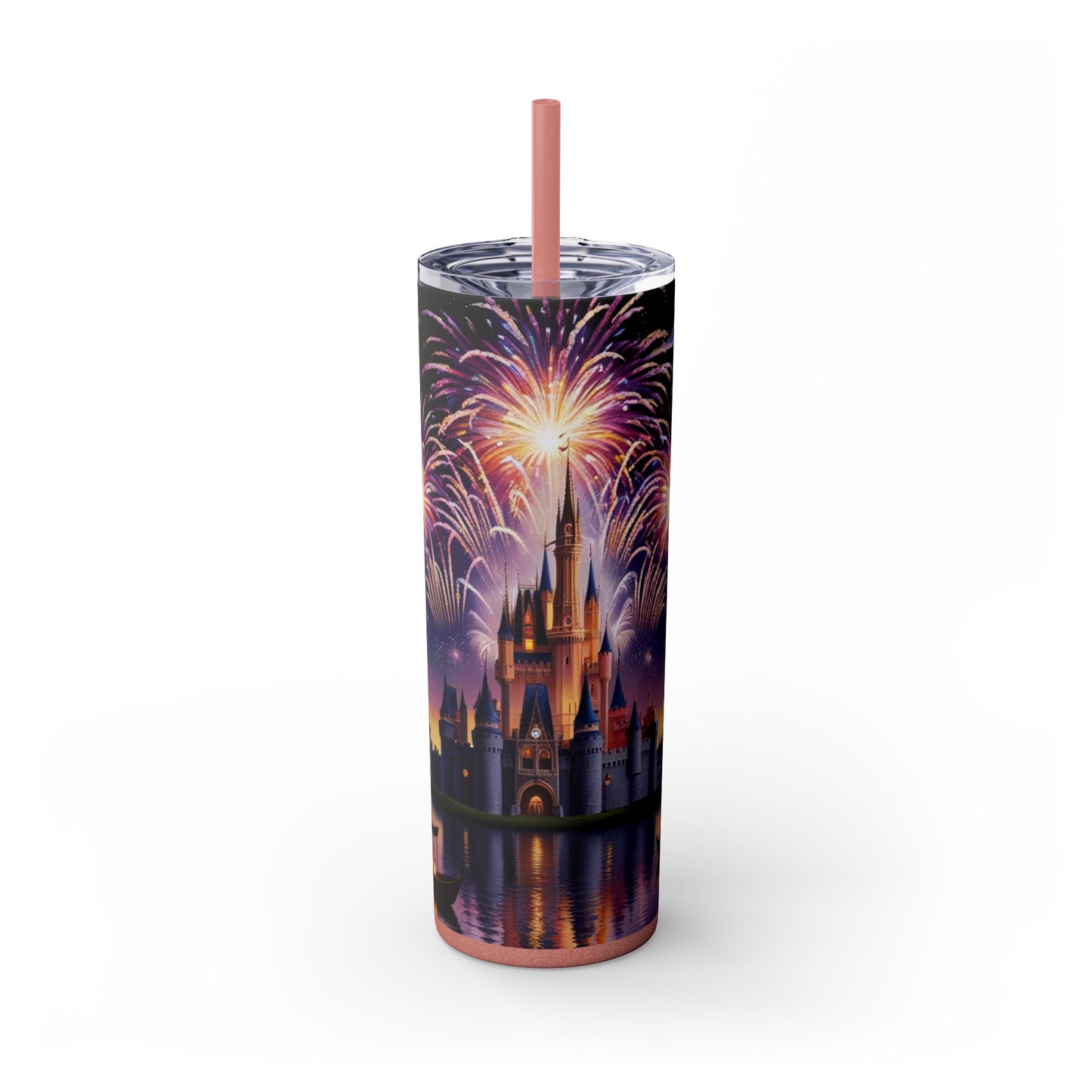Night Sky Castle and Fireworks Skinny Tumbler, 20oz