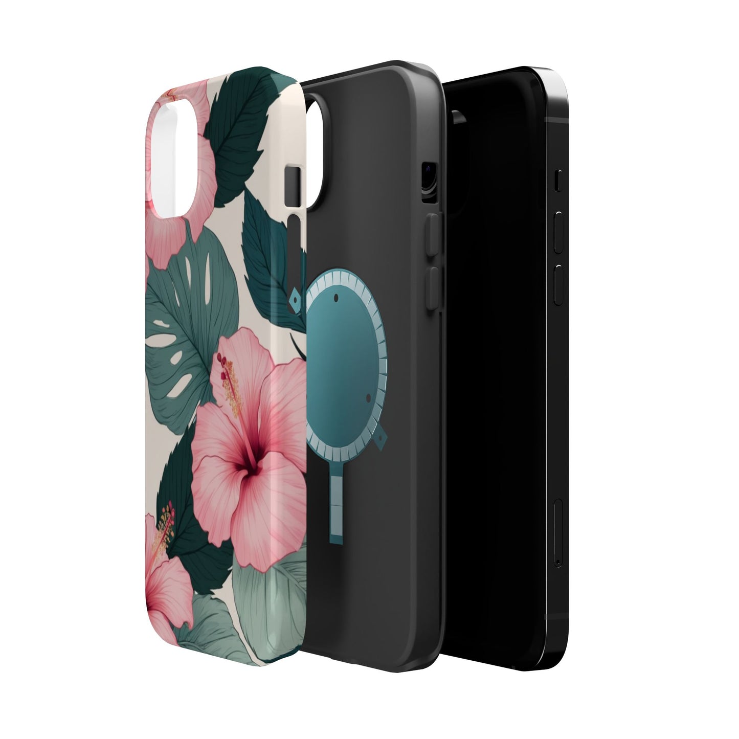 Tropical Hibiscus Magnetic Tough Phone Case for iPhone 13 14 15 16 Models