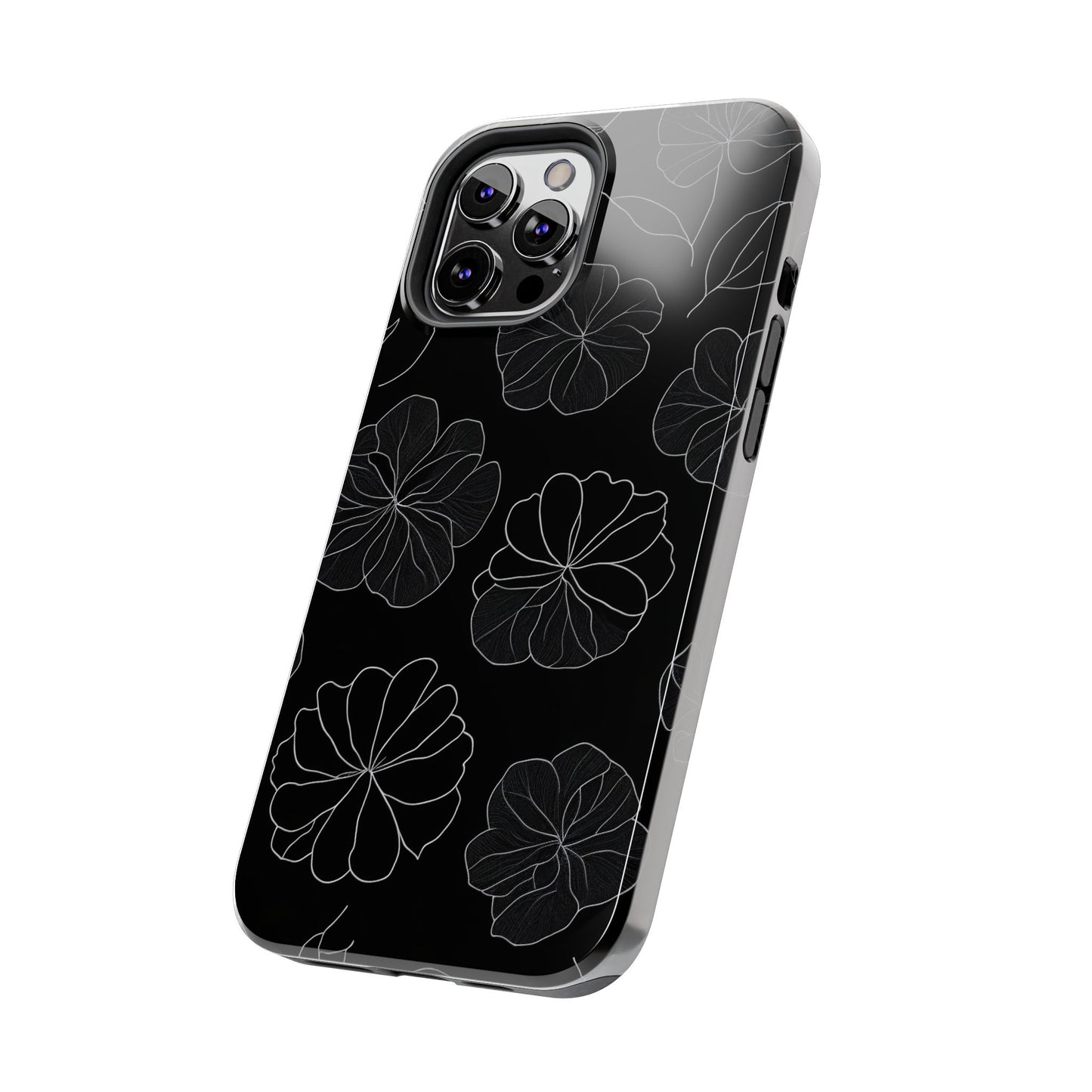 Black Floral Tough Phone Case