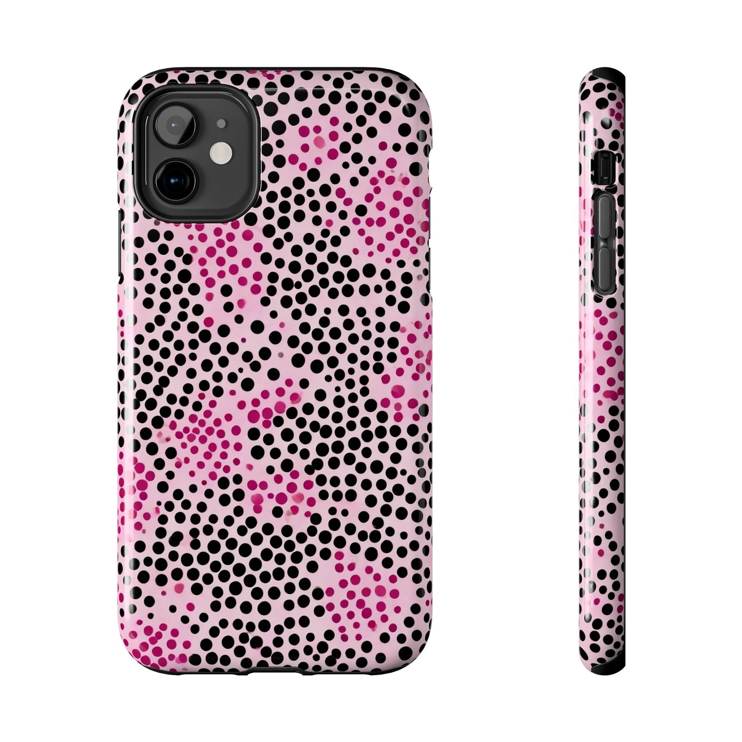 Pink and Black Dot Design Tough Phone Case