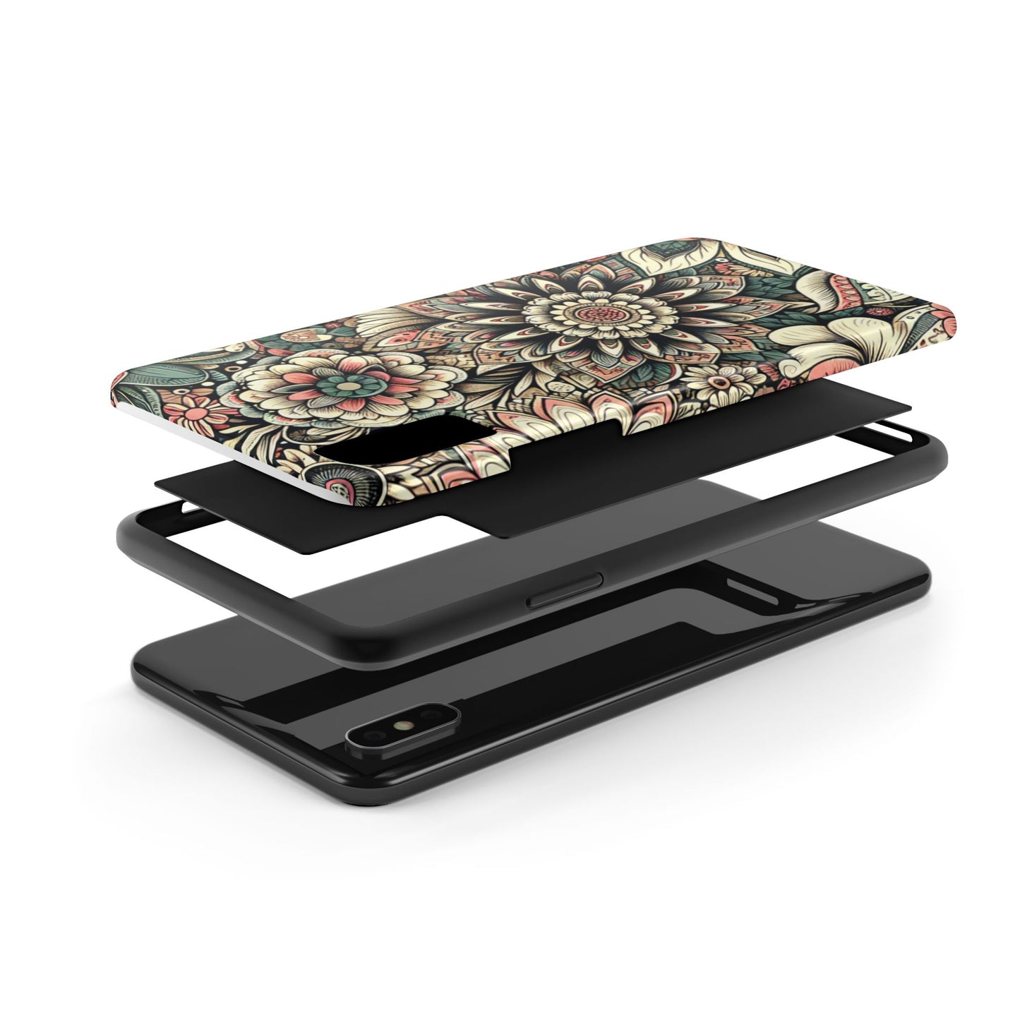Boho Floral Tough Case for iPhone 16 15 14 13 12 11 X 8 7 Samsung Galaxy S24 S23 S22 S21