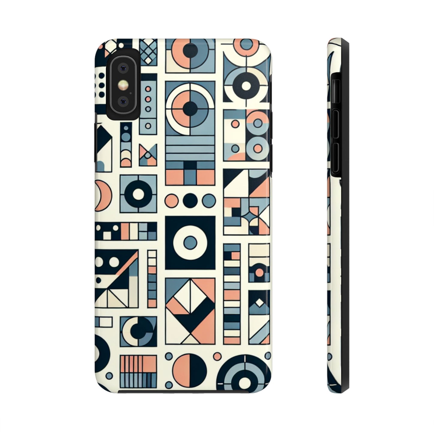 Geometric Print Tough Phone Case for iPhone 16 15 14 13 12 11 X 8 7 Samsung Galaxy S24 S23 S22 S21