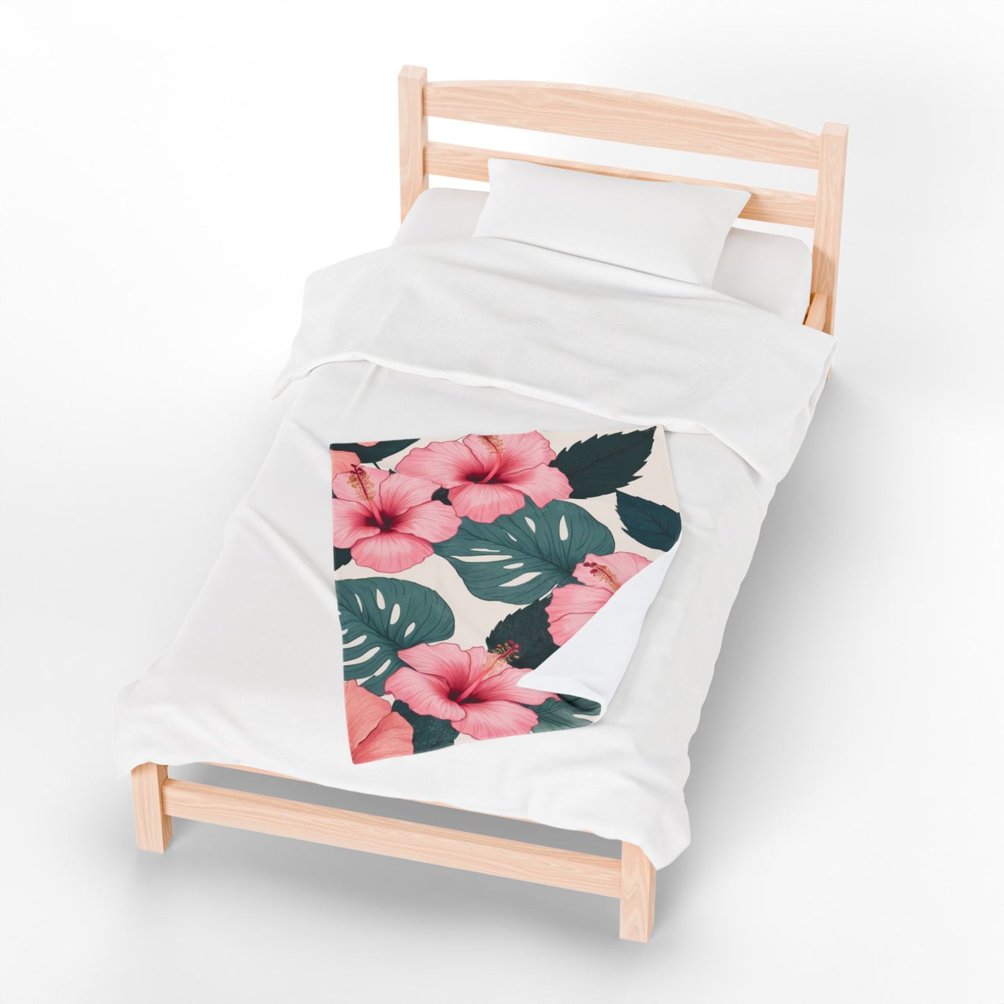 Tropical Hibiscus Velveteen Plush Blanket