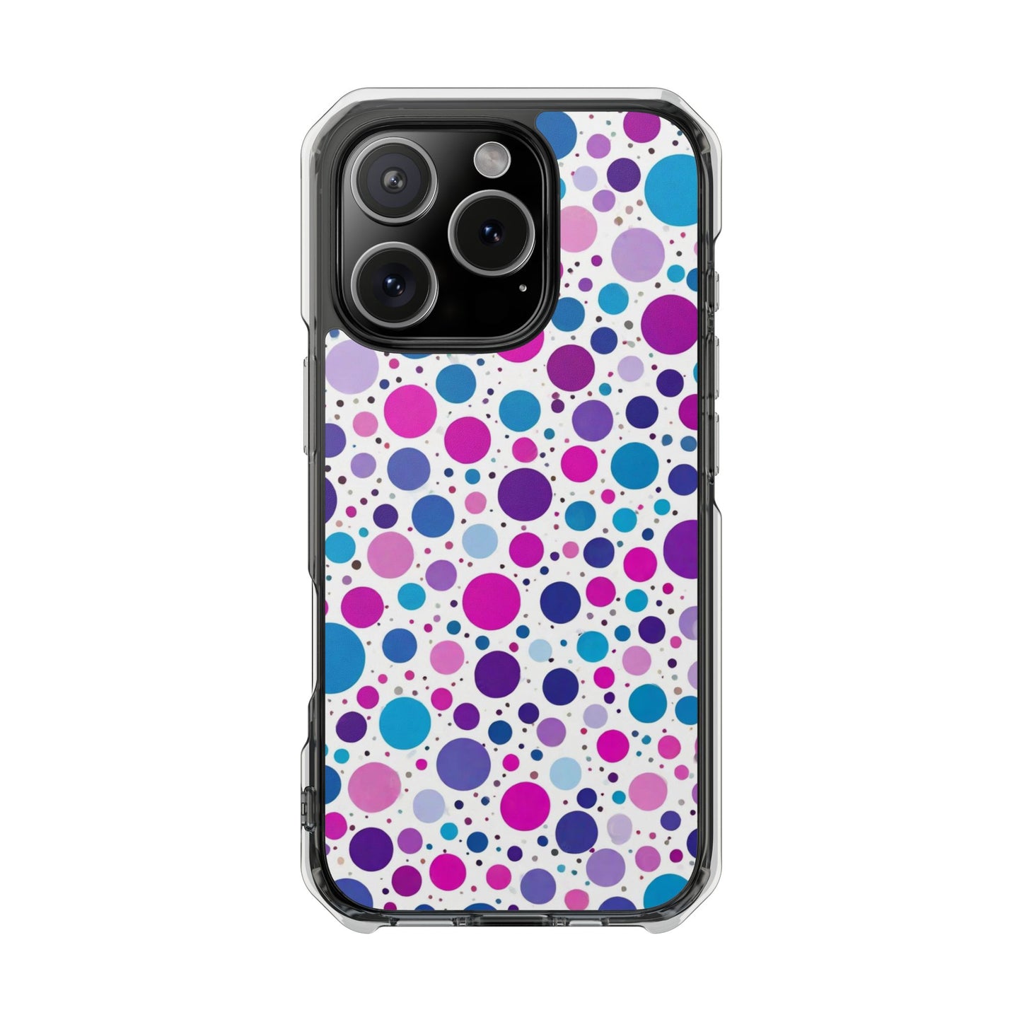 Polka Dot Design Magnetic Clear Impact Case for iPhone 16 15 14