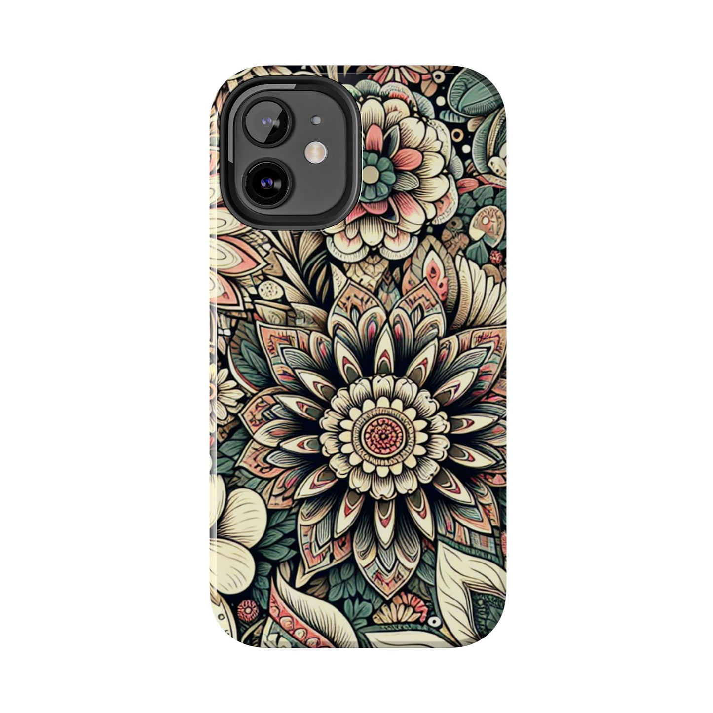 Boho Floral Tough Case for iPhone 16 15 14 13 12 11 X 8 7 Samsung Galaxy S24 S23 S22 S21