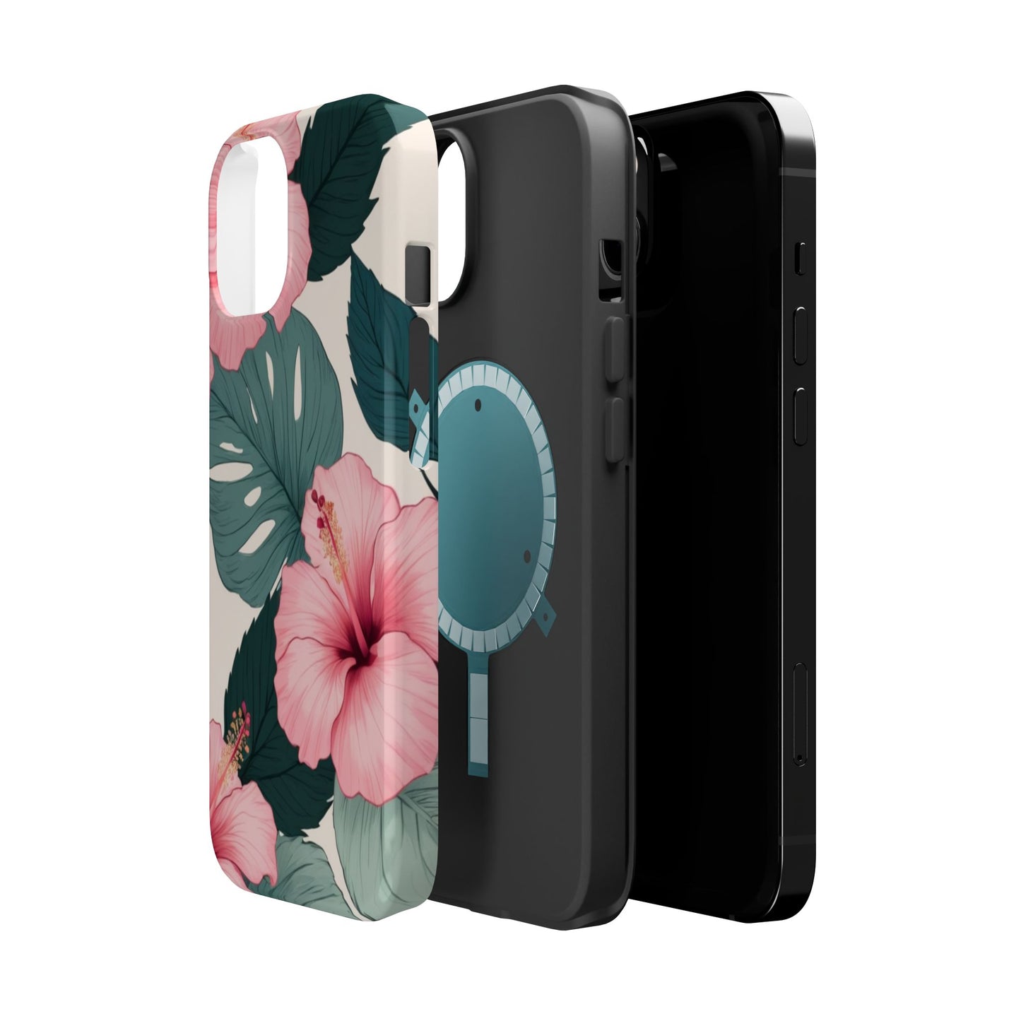 Tropical Hibiscus Magnetic Tough Phone Case for iPhone 13 14 15 16 Models
