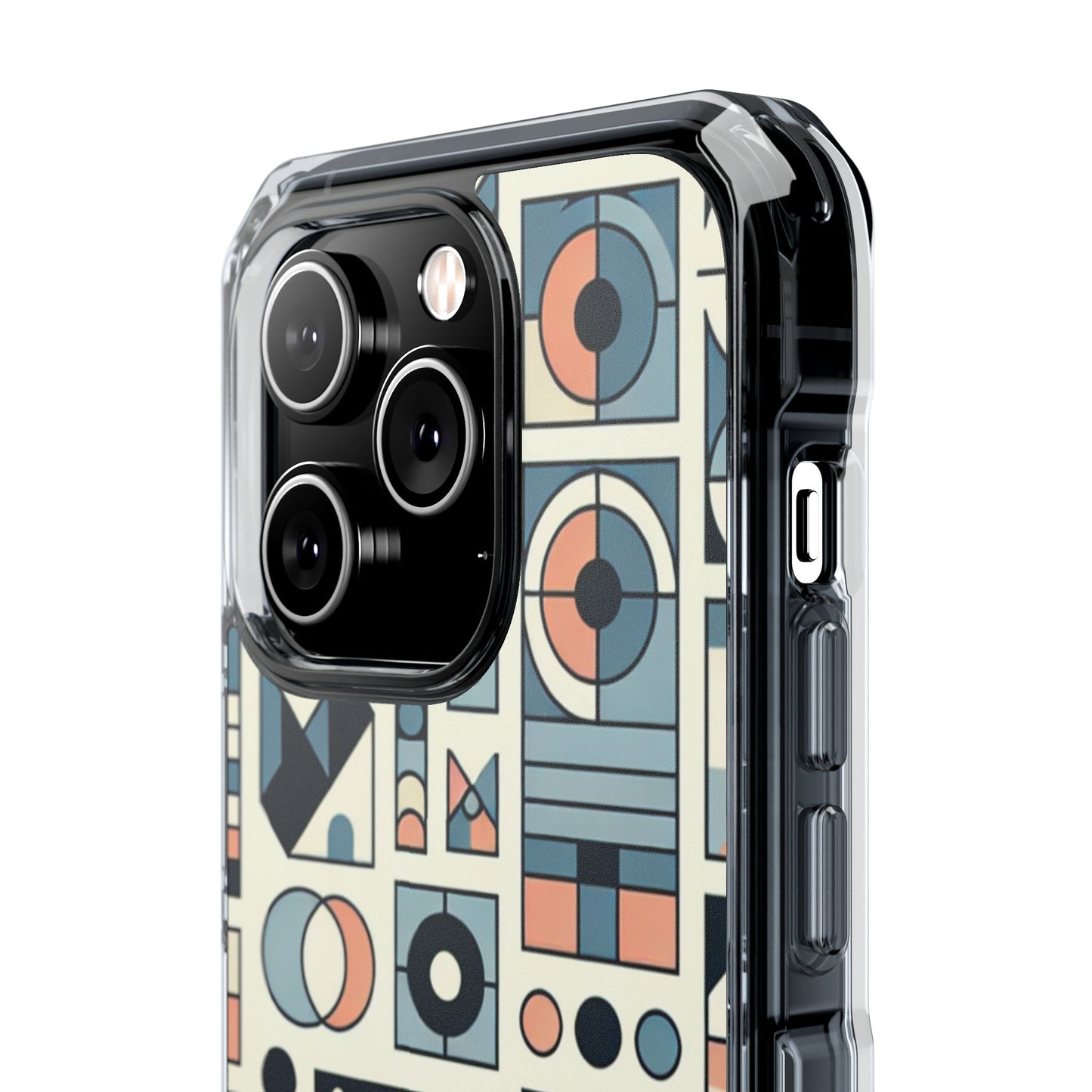 Geometric Print Magnetic Clear Impact Case for iPhone 16 15 14