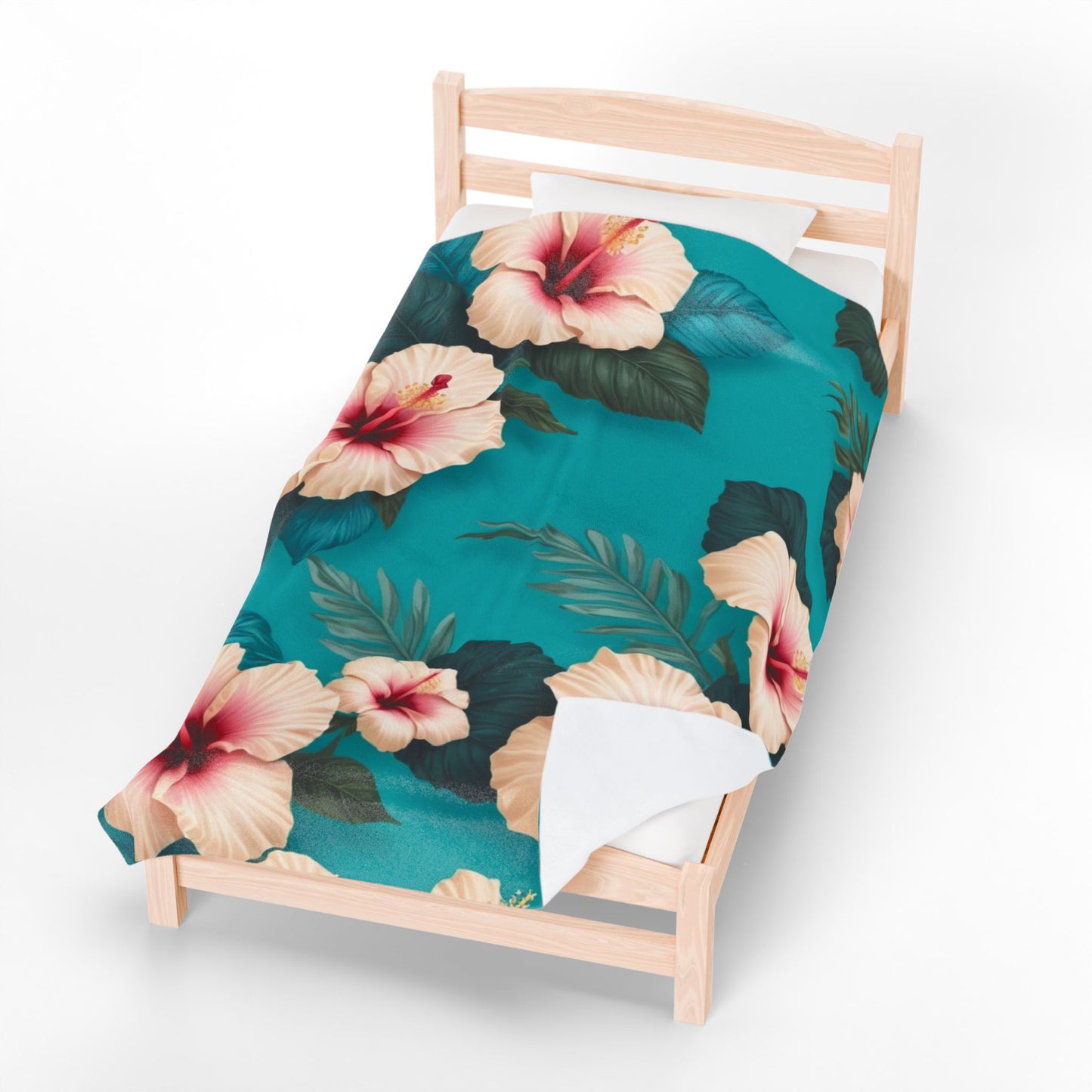 Tropical Floral Velveteen Plush Blanket - Cozy Floral Decor for Home