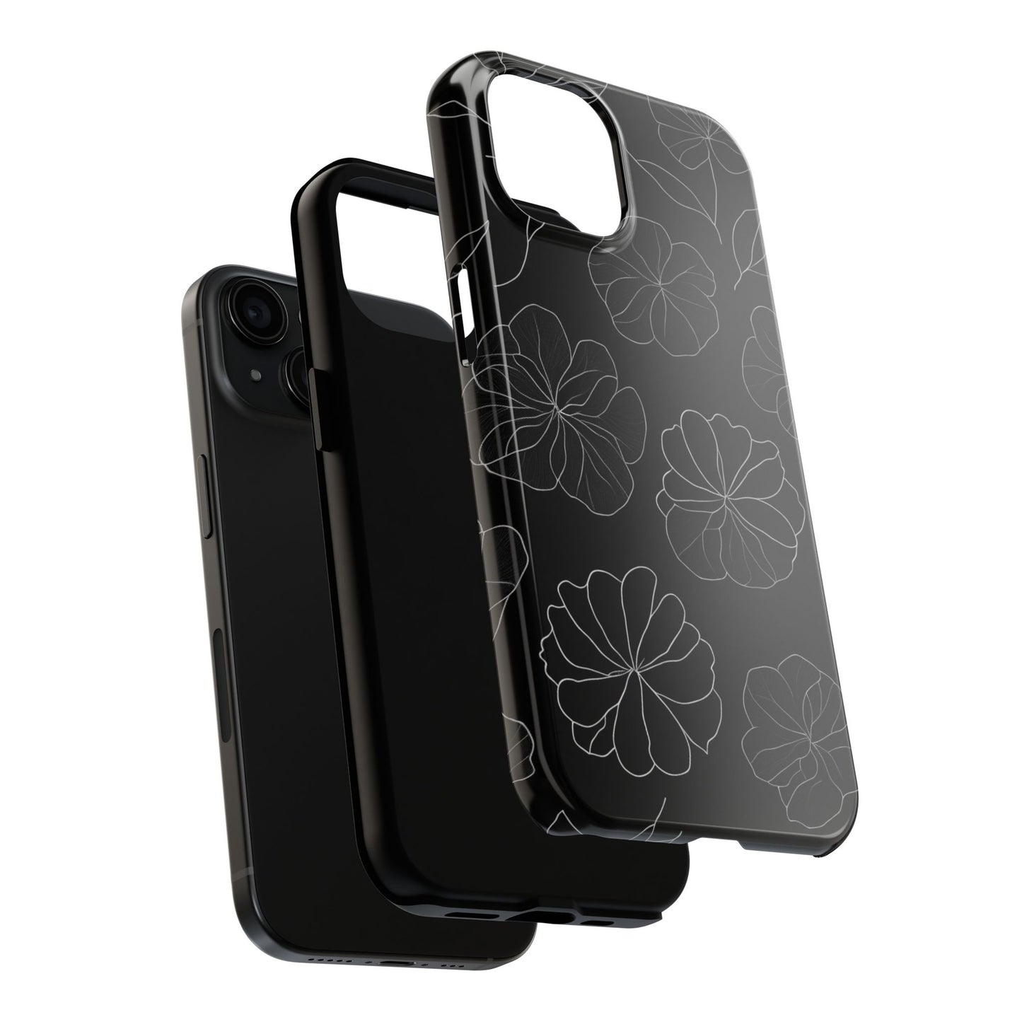 Black Floral Tough Phone Case
