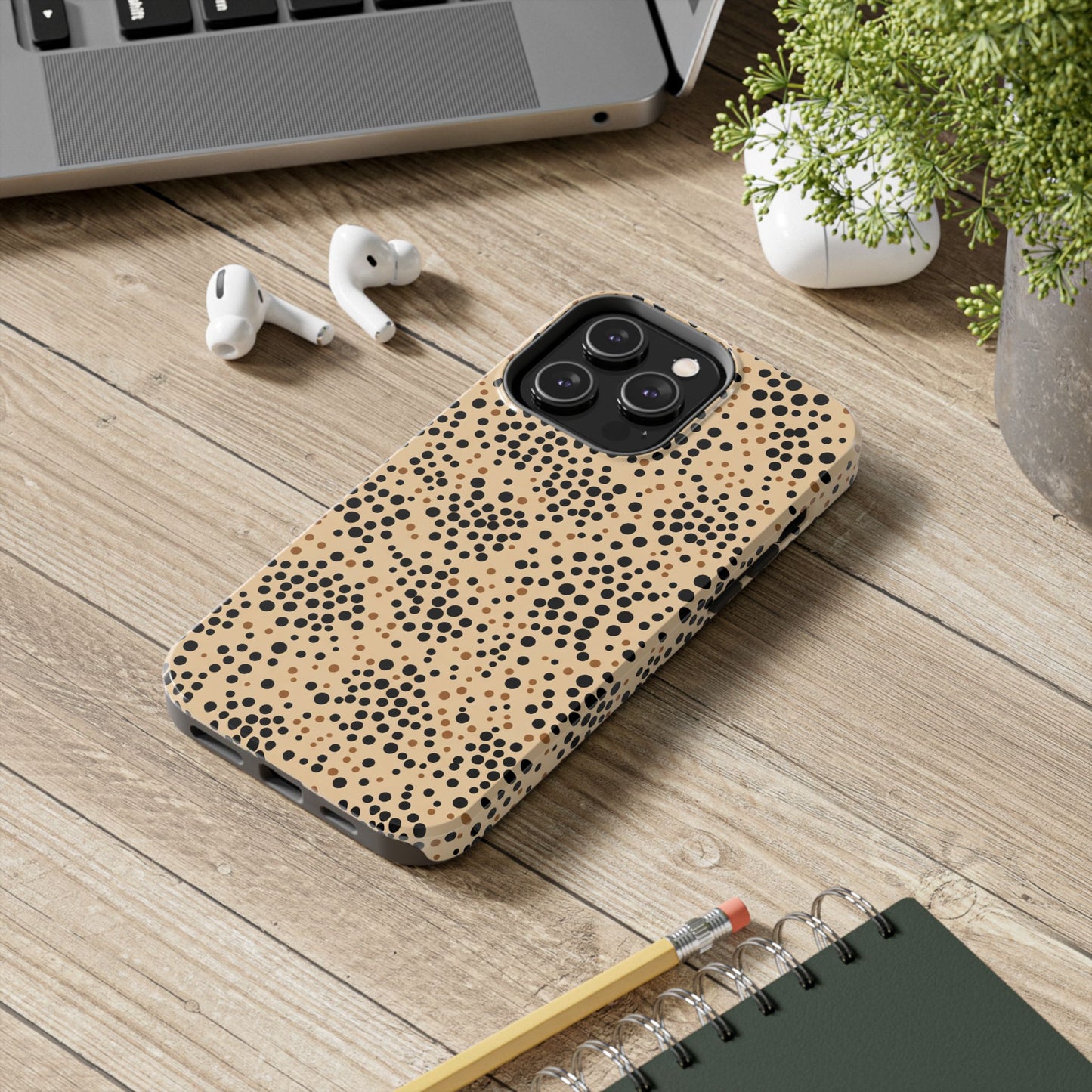 Tan and Black Dot Tough Phone Case